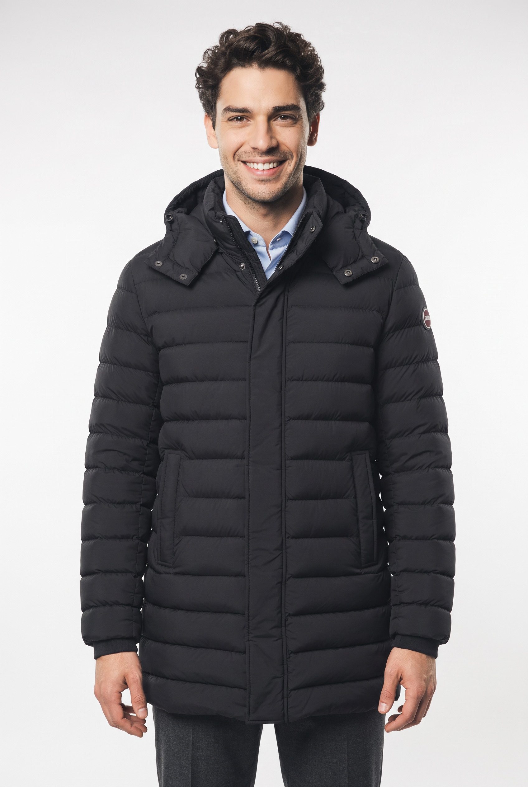 Colmar Daunenjacke mit abnehmbarer Kapuze, Seitenschlitze mit Reißverschluss