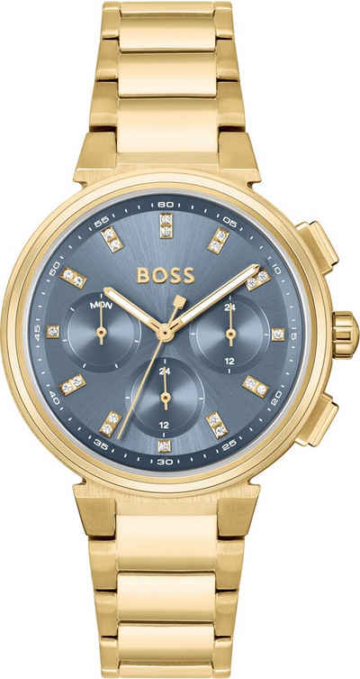 BOSS Multifunktionsuhr ONE, 1502677, Quarzuhr, Damenuhr, Armbanduhr, Glaskristalle, Datum