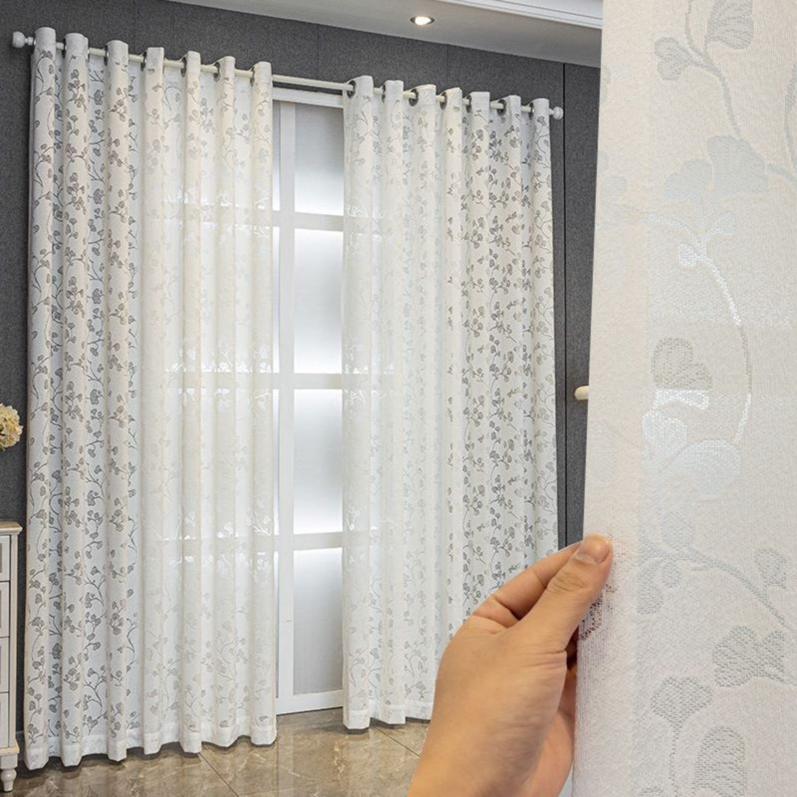 BYSURE Vorhang (2 St), Ösen, halbtransparent, Polyester, Ginkgo-Biloba-Must günstig online kaufen