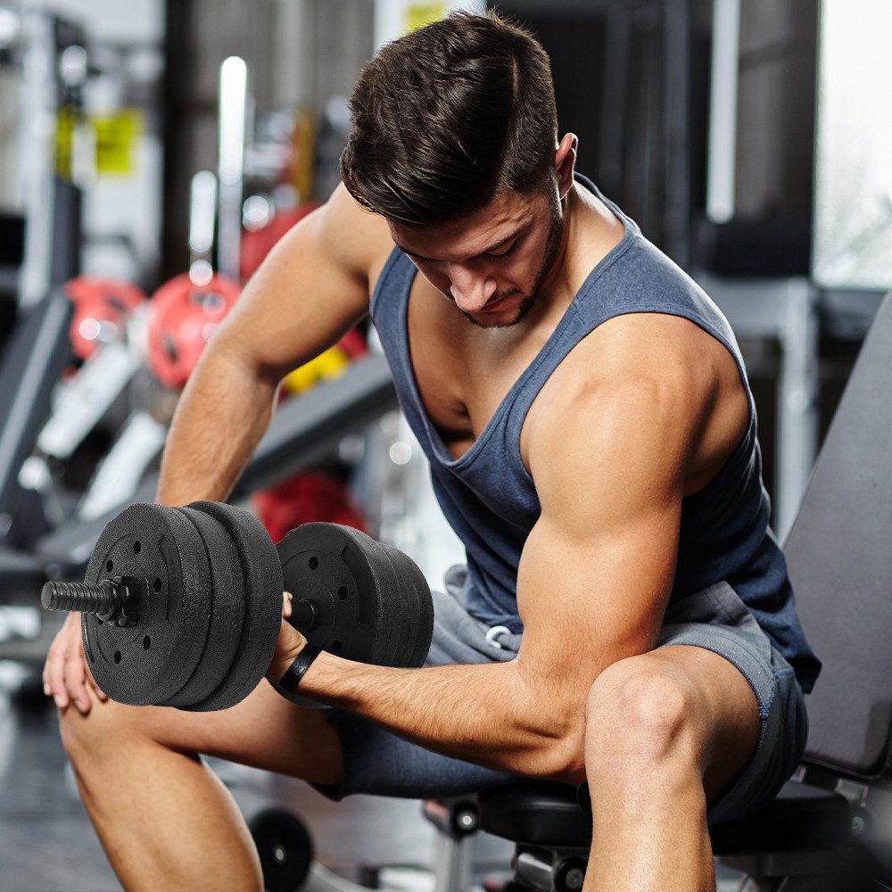 JEOBEST Hantel-Set 2 in 1 Hantelset verstellbar 20kg, Hantelset professionell Dumbbell, (mit 6 Hantelscheiben), Effizienter Muskelaufbau für Krafttraining