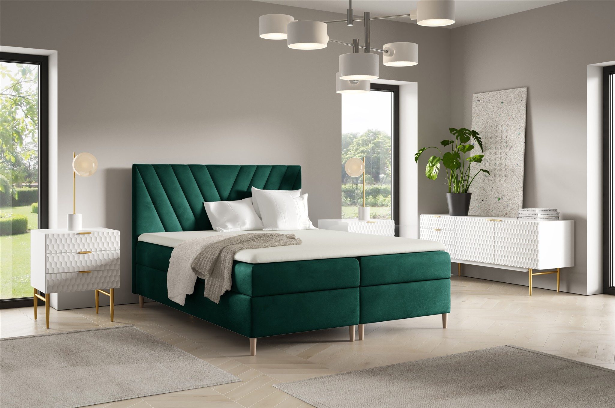 Fun Möbel Boxbett Bett Schlafzimmerbett FUN MARCIO in Stoff Fresh (inkl. Bonellfederkernmatratze, inkl. Bonellfederkernmatratze), inkl. 2 x Bettkasten