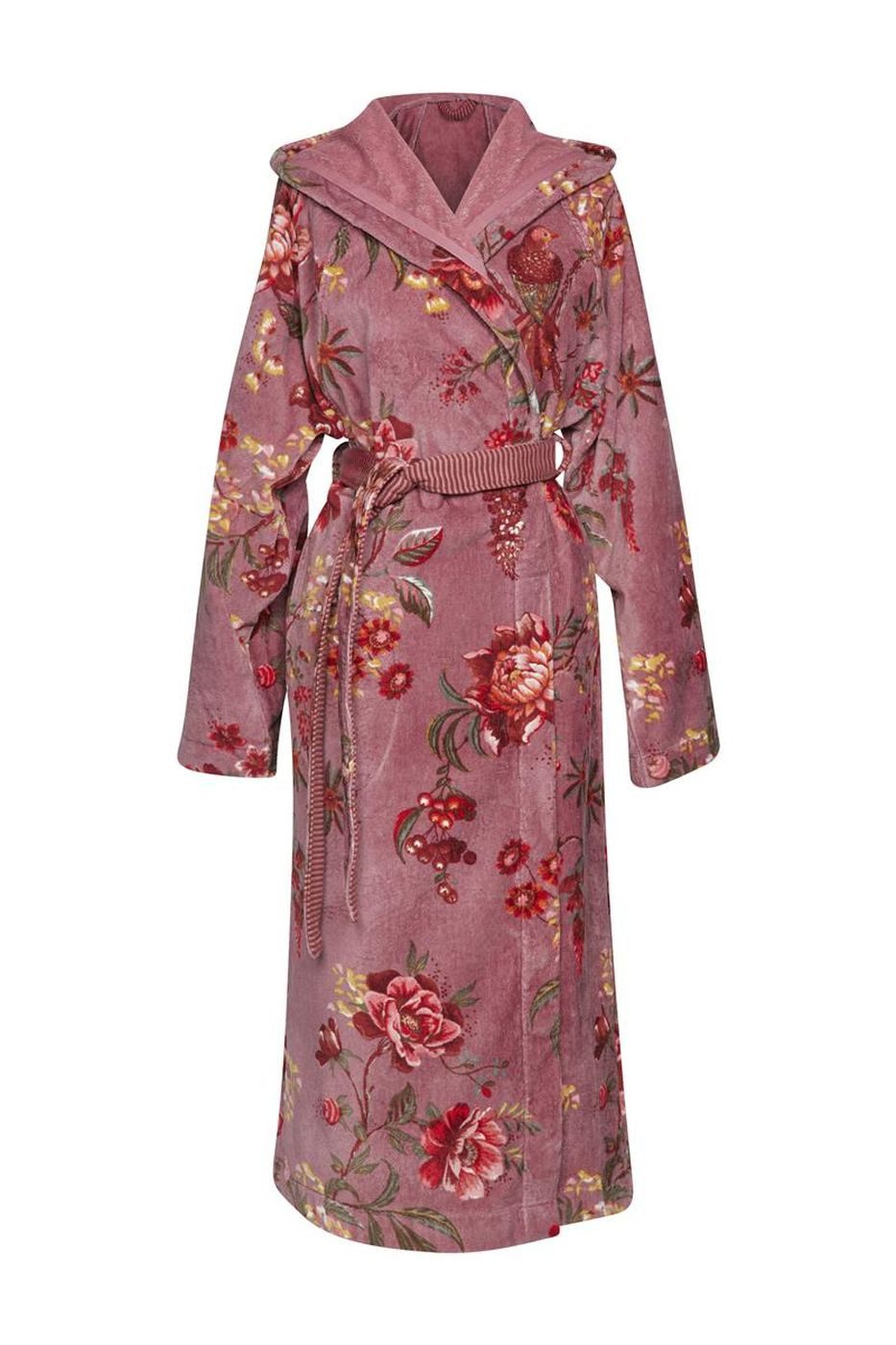 PiP Studio Bademantel Secret Garden Bathrobe_Mauve_UV_UV_XS 1 Bademantel XS, Gürtel, Bademantel Damen und Herren Morgenmantel Frottee