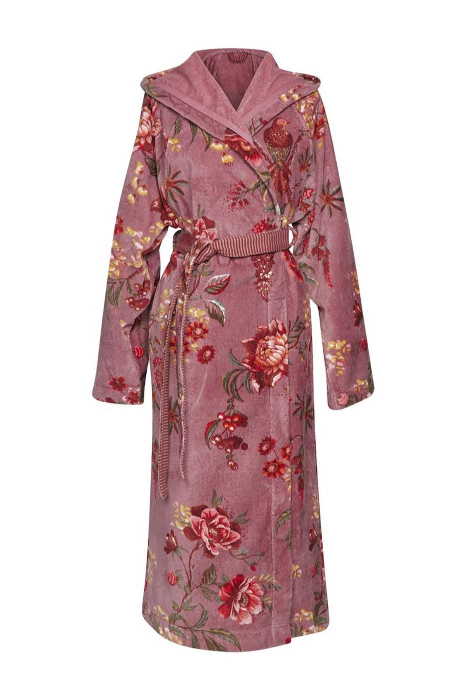 PiP Studio Bademantel Secret Garden Bathrobe_Mauve_UV_UV_S 1 Bademantel S, Gürtel, Bademantel Damen und Herren Morgenmantel Frottee