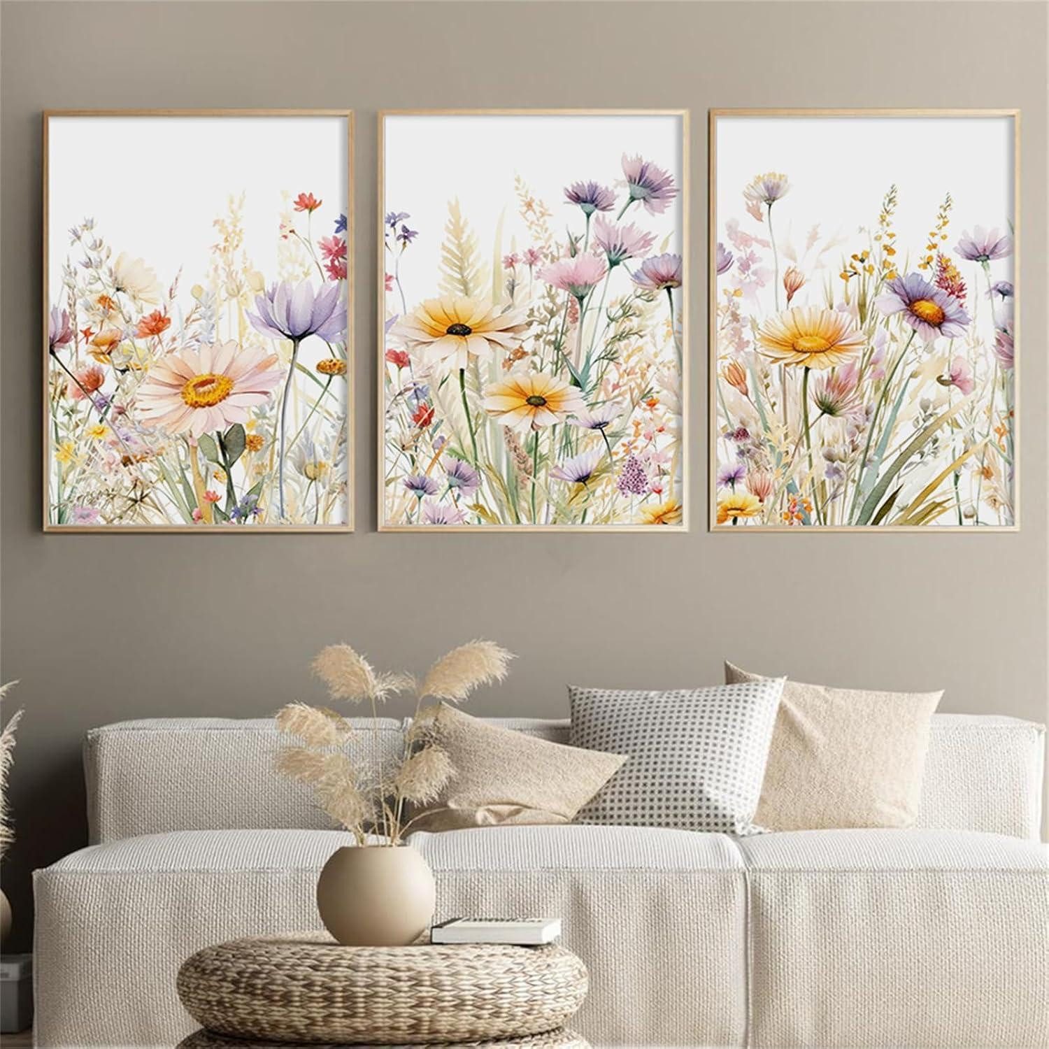 Uixxducc Leinwandbild Blumen Poster Gänseblümchen Wandbilder 3er Set Leinwa günstig online kaufen