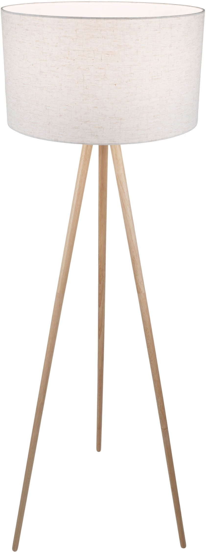 OTTO home Stehlampe Torell - Dreibein Stehleuchte, Textil, Dreibein Holz, exkl. LM E27, Leinen oder Cord, Textilschirm