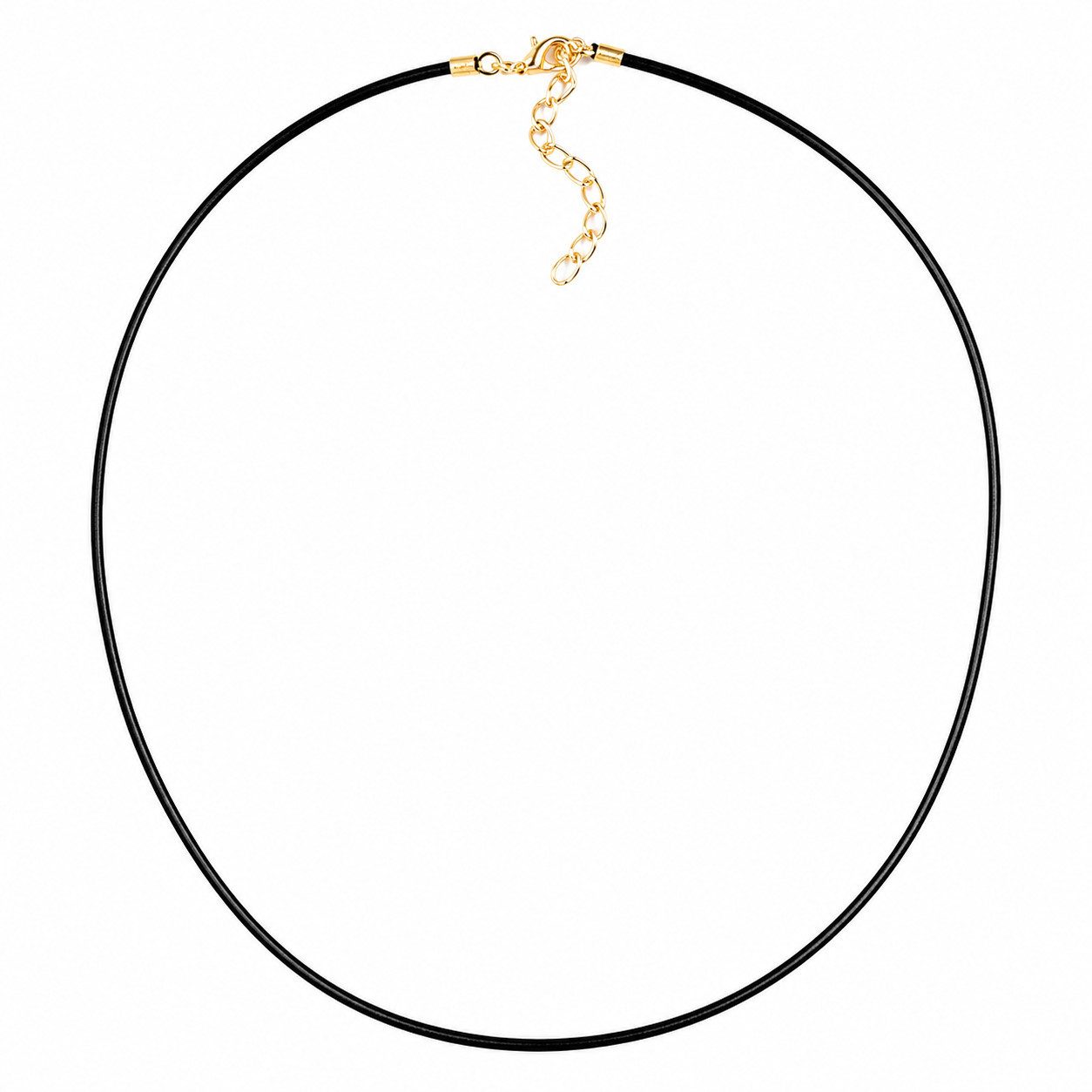 unbespielt Collier Kautschukkette 42 cm Naturkautschuk 2 mm goldfarbener Karabiner, Modeschmuck für Damen und Herren
