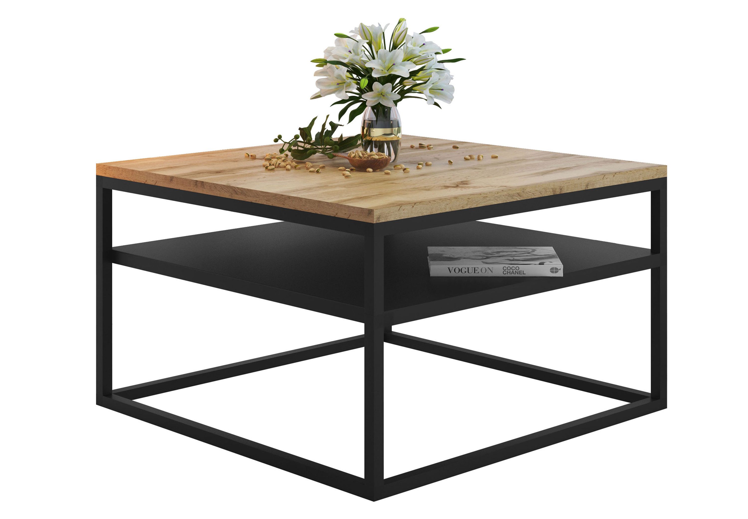 Lookway Couchtisch NOVA LOFT mit Ablage auf schwarzem Gestell (1x Tisch), B günstig online kaufen