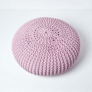 Homescapes Pouf Großer Strickpouf 100% Baumwolle, rosa