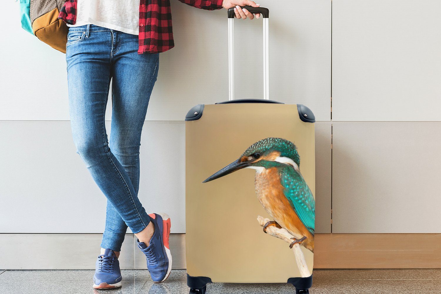 Reisekoffer - 4 Reisetasche Rollen, Ferien, Handgepäckkoffer rollen, mit MuchoWow Eisvogel Tiere - Handgepäck für Vogel, Trolley,