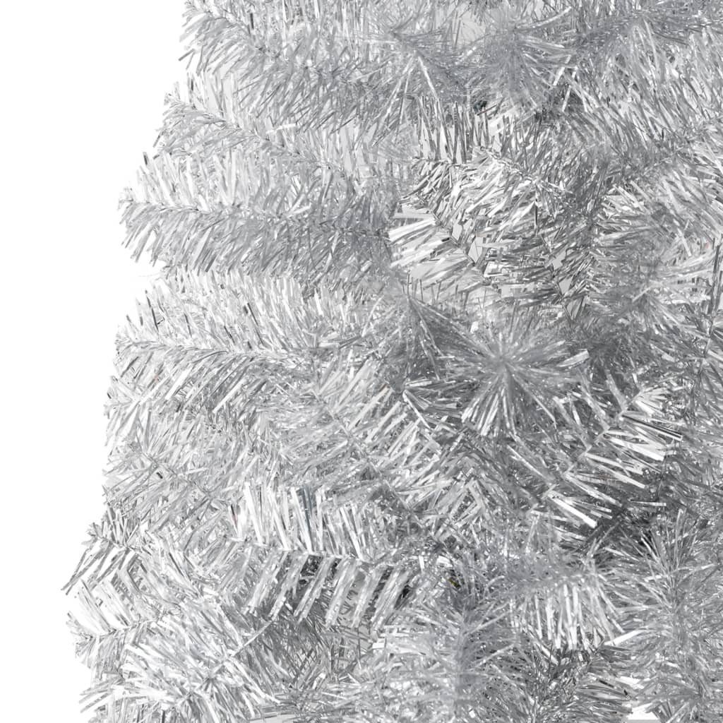furnicato Künstlicher Weihnachtsbaum Künstlicher Halb-Weihnachtsbaum Ständer 240 cm Schlank Silbern