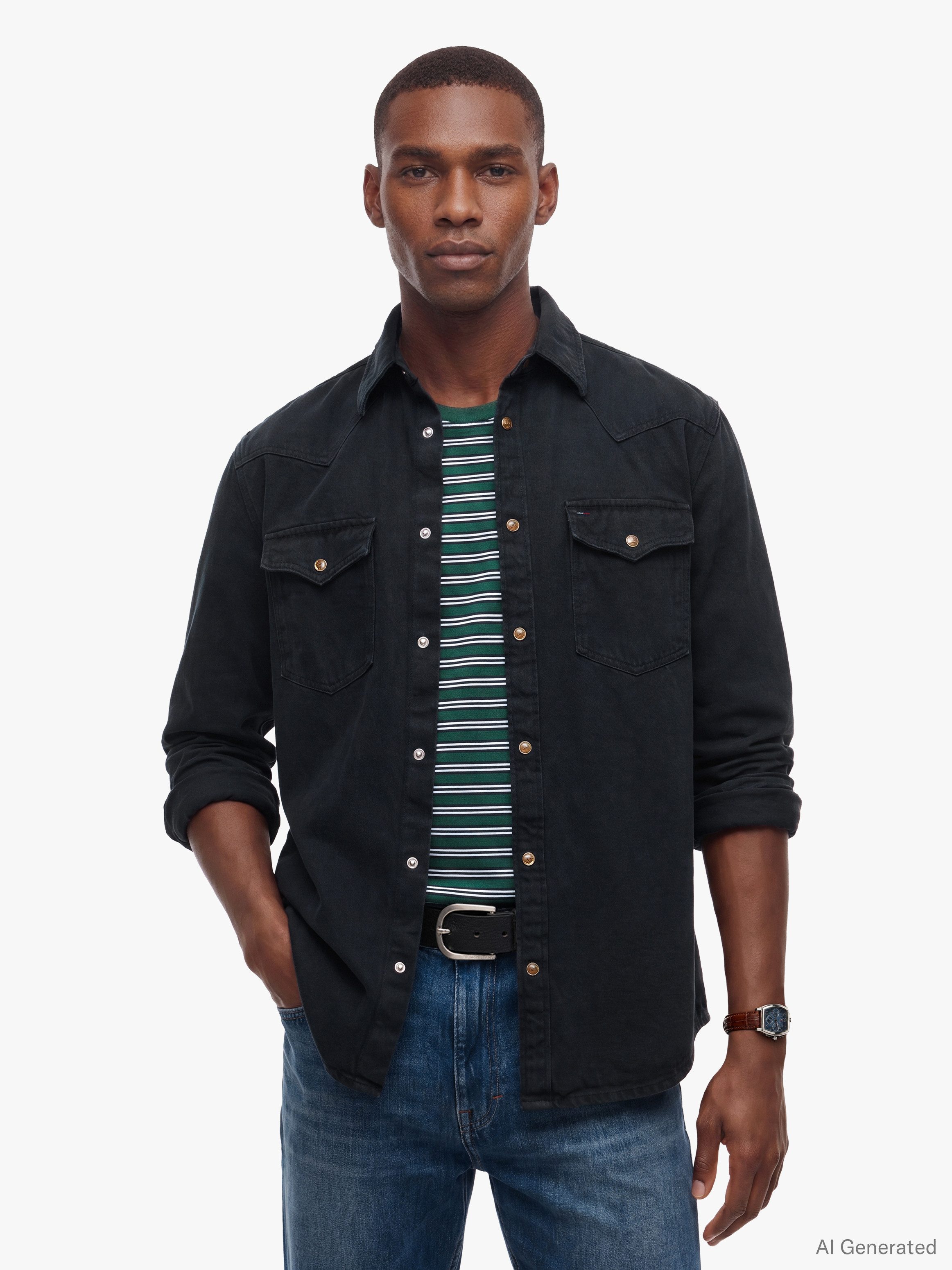 Tommy Jeans Langarmhemd REGULAR WASHED WESTERN SHIRT Regular fit mit Hemdkragen