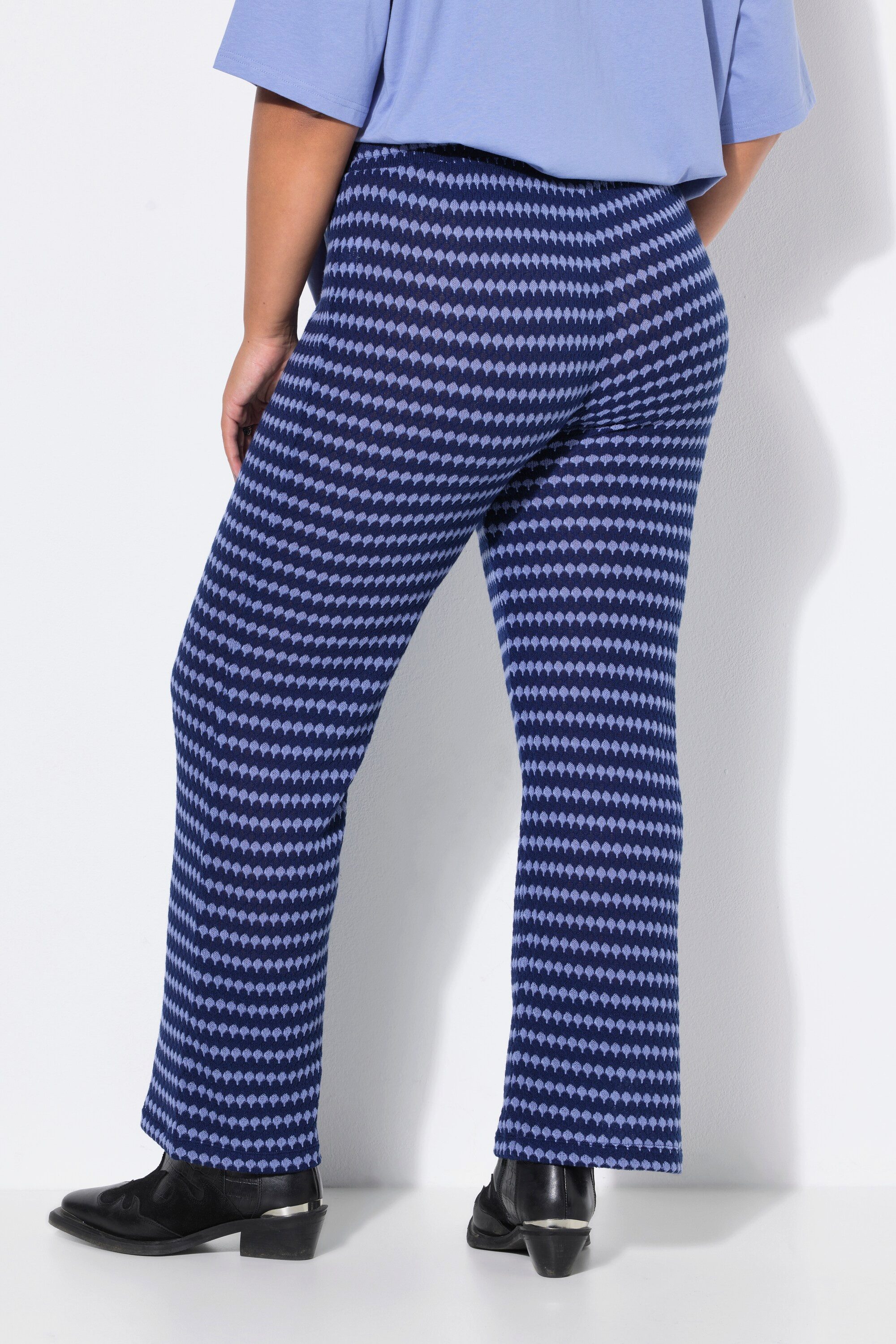 Studio Untold Schlupfhose Hose Wide Legs Struktur Muster Elastikbund