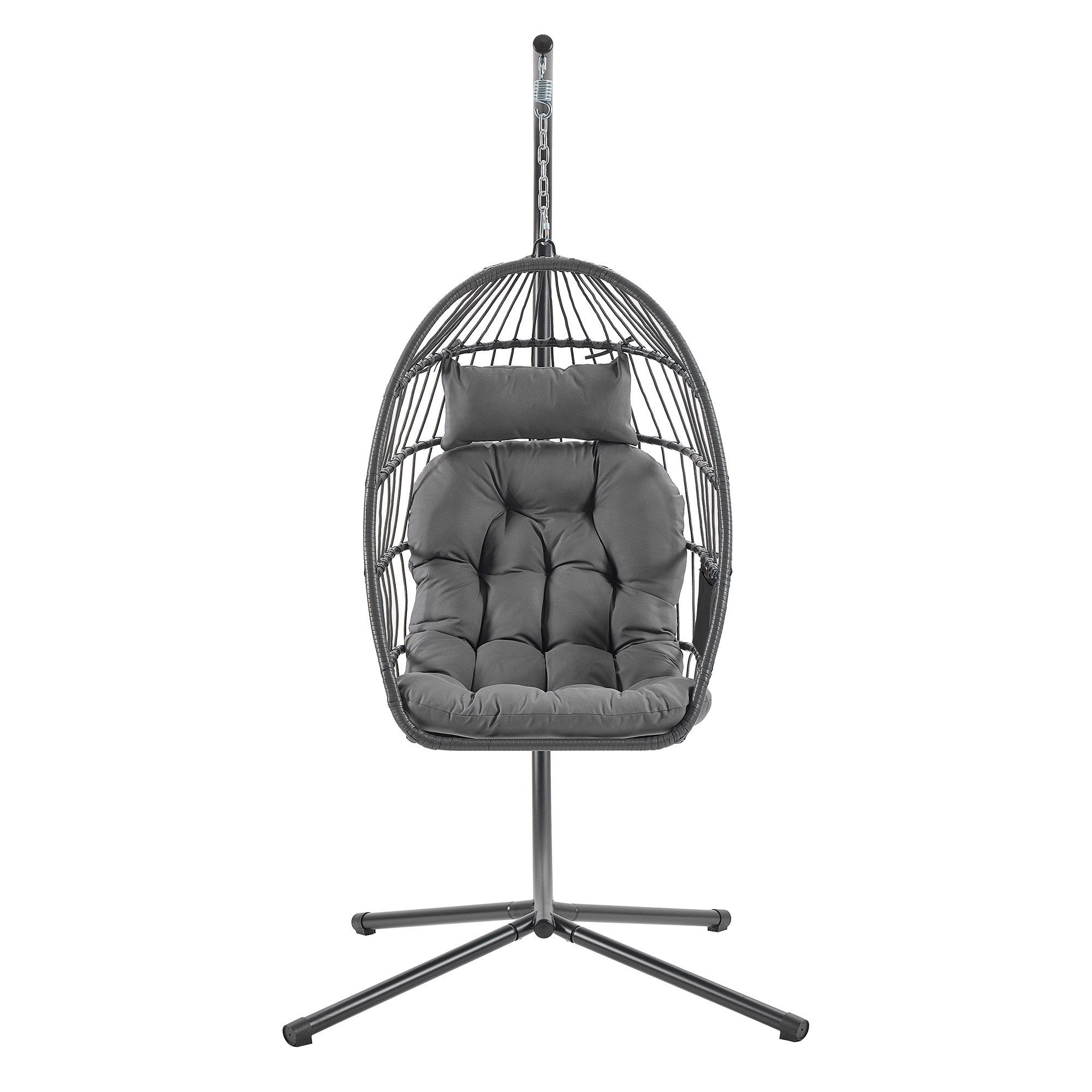 SONGMICS Hängesessel, Schaukelstuhl mit Gestell, klappbarer Korbsessel höhenverstellbar