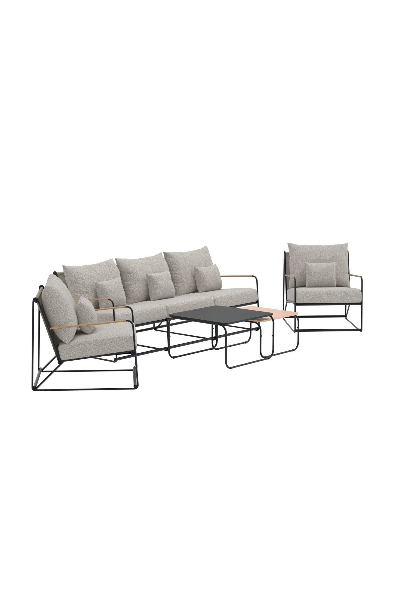 Venture Home Gartenlounge-Set Palazzo, großzügiges Outdoor-Set für hohen Sitzkomfort, (5-tlg), Loungemöbel mit Stoffbezug, angenehm, weich