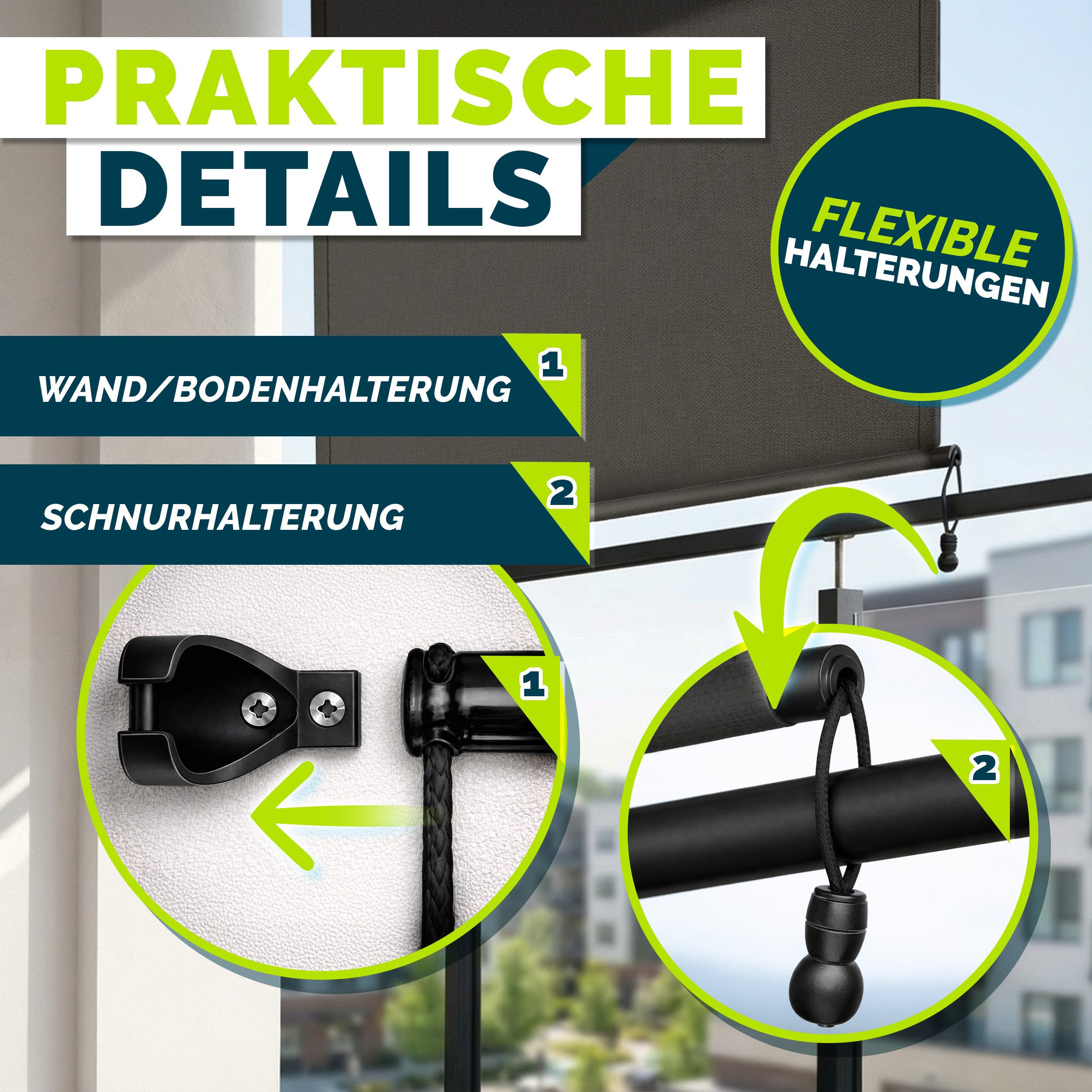 tillvex Senkrechtmarkise tillvex® Senkrechtmarkise Außenrollo Sichschutz Balkon Markise für