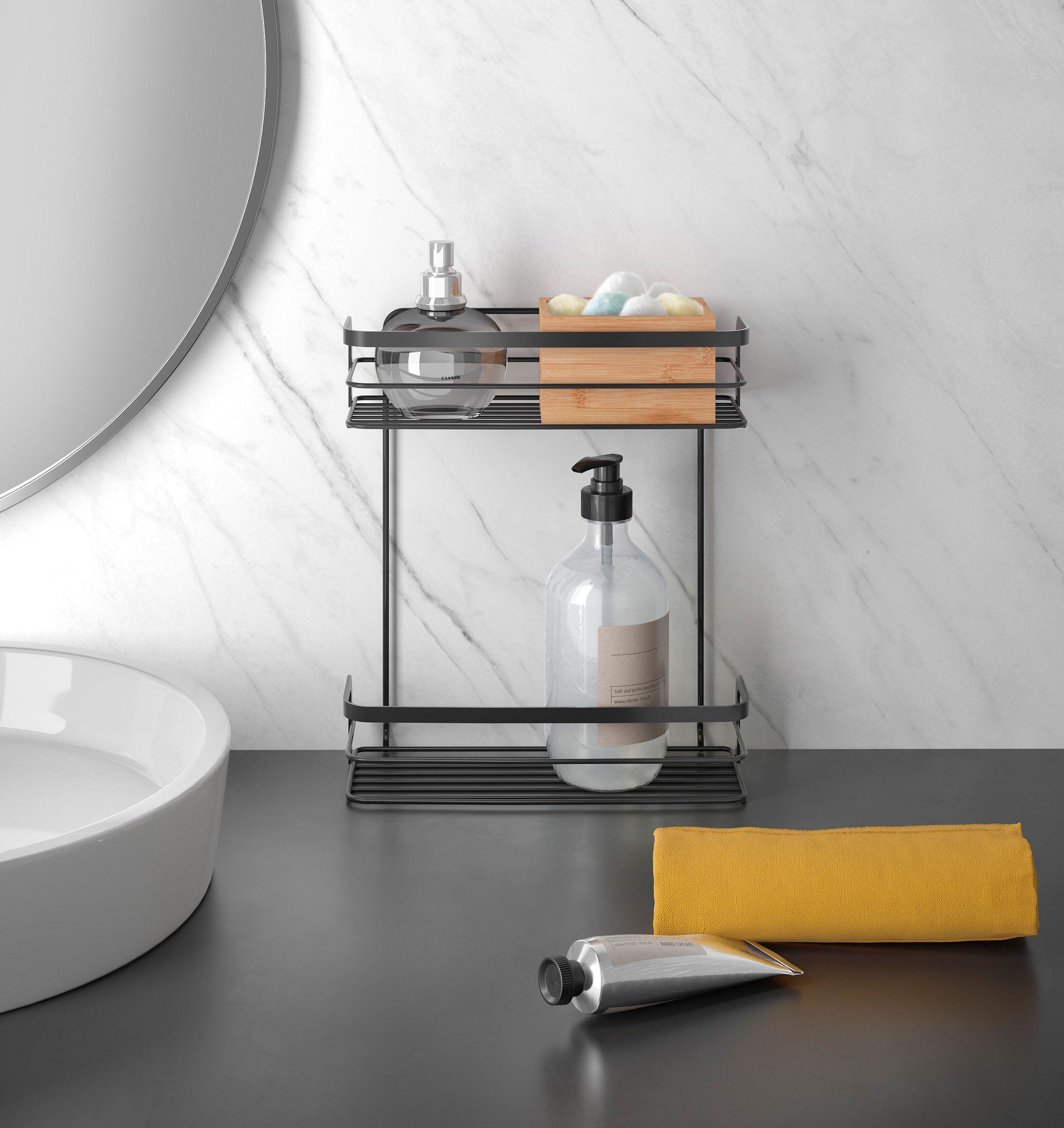 Metaltex Ablageelement Origin Ablagekorb 2 Etagen Lava, Set 1-tlg.