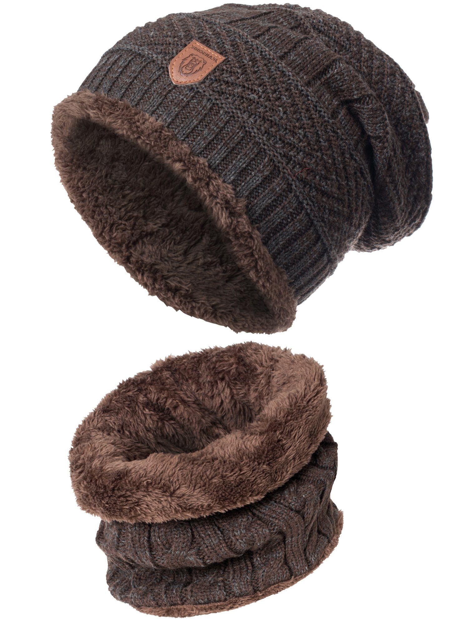 Indicode Mütze & Schal Herren Siracusa Strickmütze Herrenmütze Set günstig online kaufen