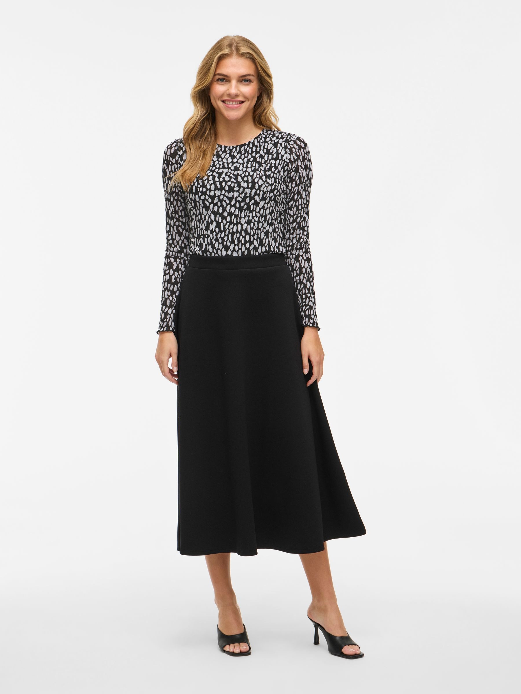 Vila T-Shirt Langarm Shirt mit Körperbetonter Passform für Transparent Sleeves Shirt