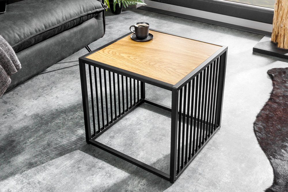 · Industrial (Einzelartikel, Design ARCHITECTURE natur · 40cm braun 1-St), schwarz / · Wohnzimmer riess-ambiente Holz-Optik braun Metall Beistelltisch |