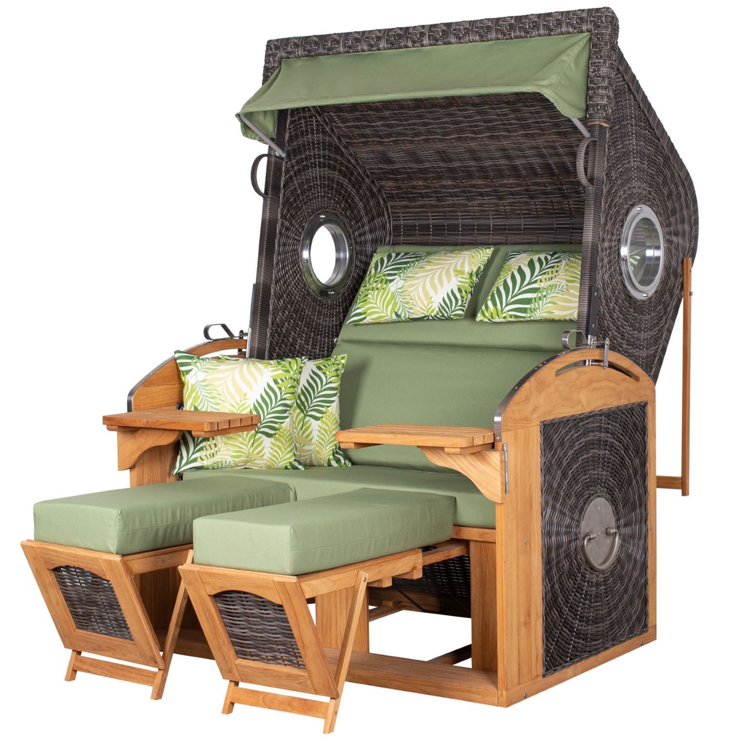 deVries PURE® Strandkorb deVries PURE® Sailor XL - PE stone grey - Dessin 242, BxTxH: 135x90x165 cm, Halblieger, Ostsee-Strandkorb, feines Teakholz - inkl. Rückholfeder und Schutzhülle