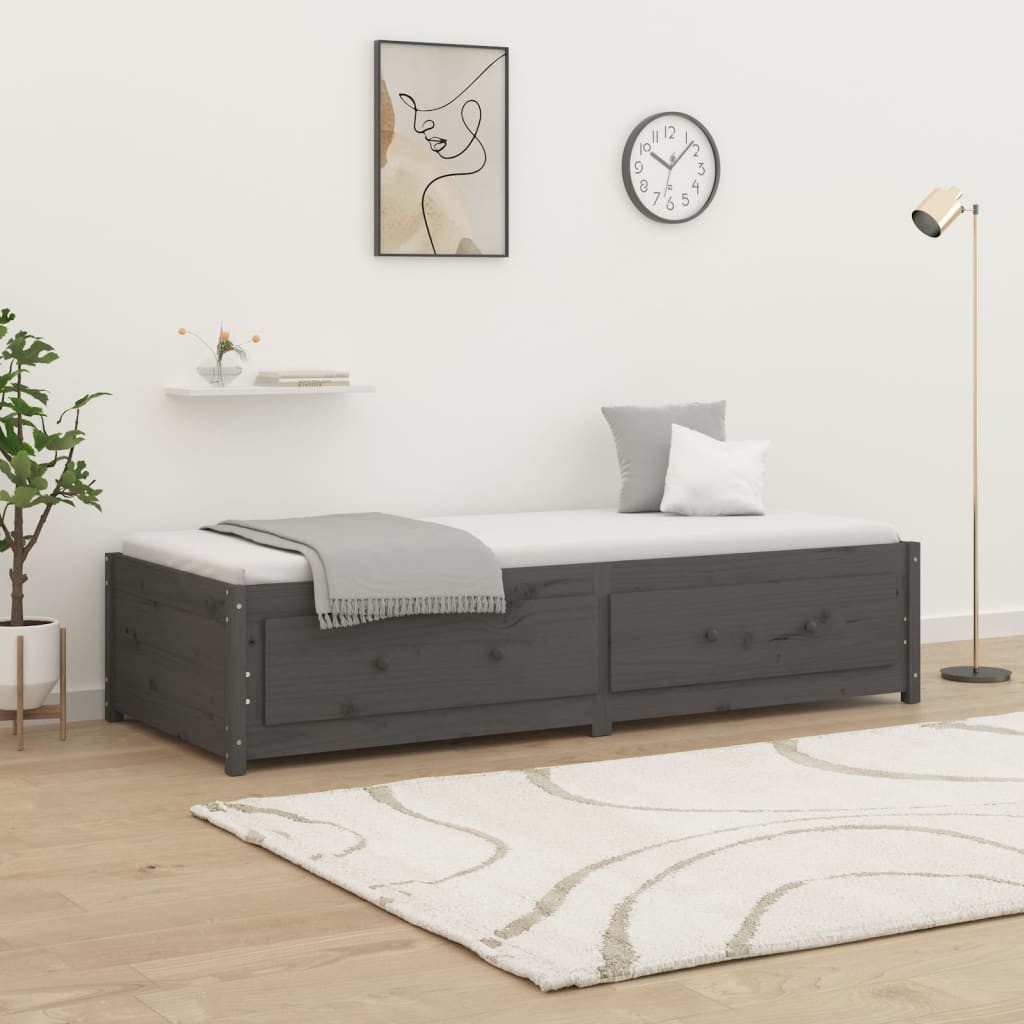 vidaXL Gästebett Gästebett Tagesbett Grau 90x200 cm Massivholz Kiefer Bett günstig online kaufen
