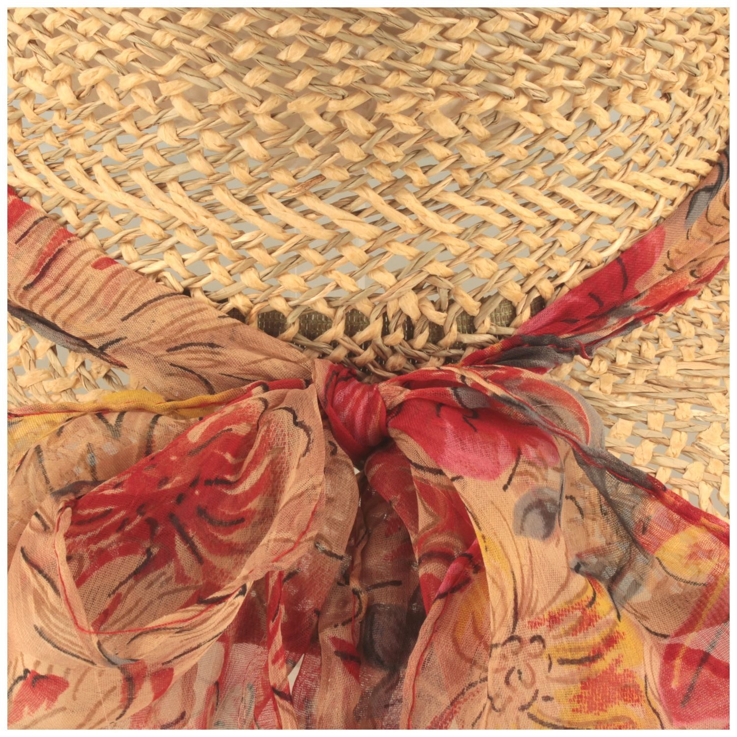 Breiter Strohhut Sommerliche, leichte Strohschute mit Chiffonband