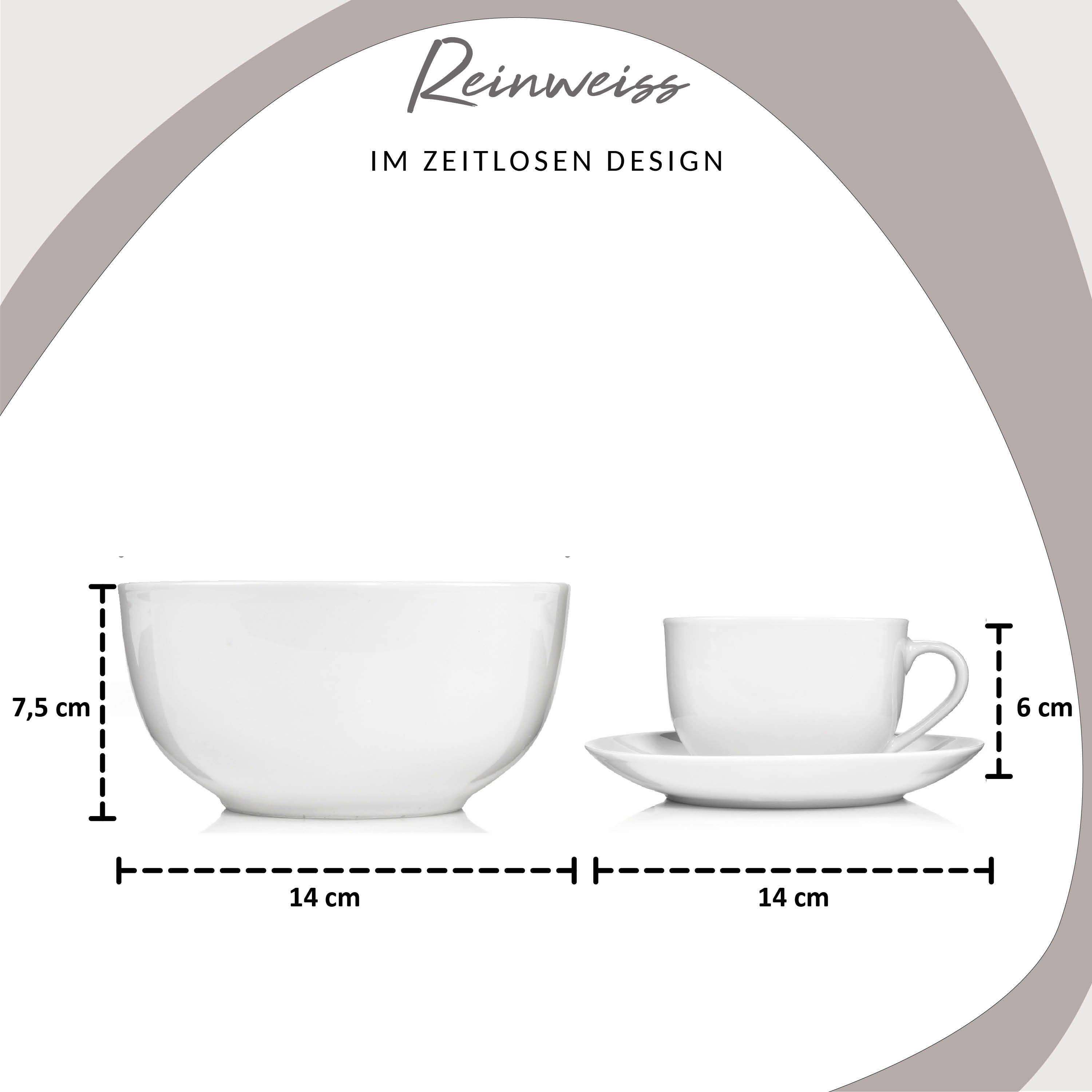 SÄNGER Kombiservice New Port Geschirrset, Weiß (86-tlg), 12 Personen, Porzellan, spülmaschinengeeignet, Premium Collection
