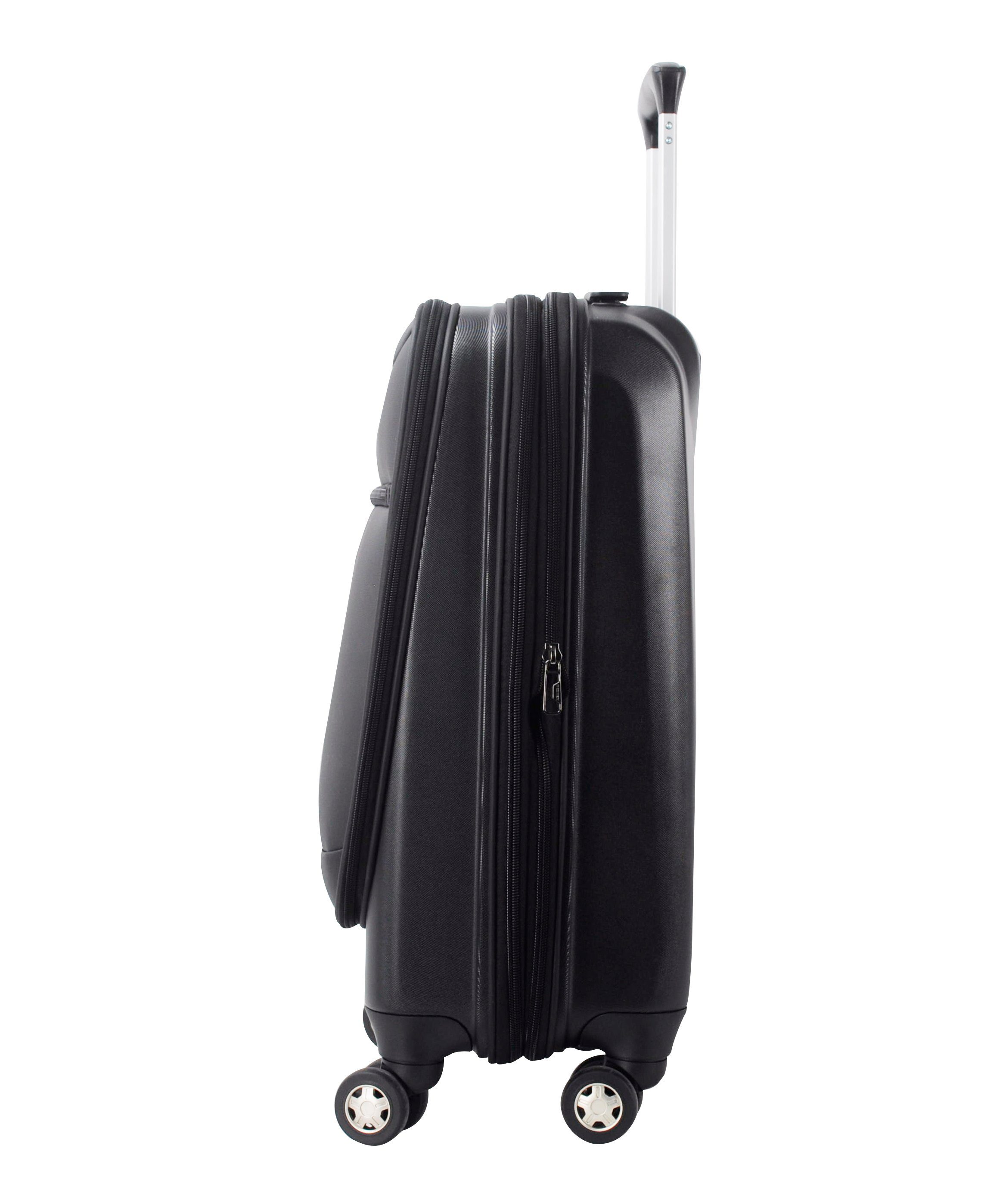 20-Zoll Koffer mit Handgepäck 4 mit cm TSA Laptoptasche, Frontzugangsfach, Rollen, gepolsterter Schloss, für Hartschalen-Trolley NEWCOM Schwarz S-55 Flugzeug Erweiterbar,