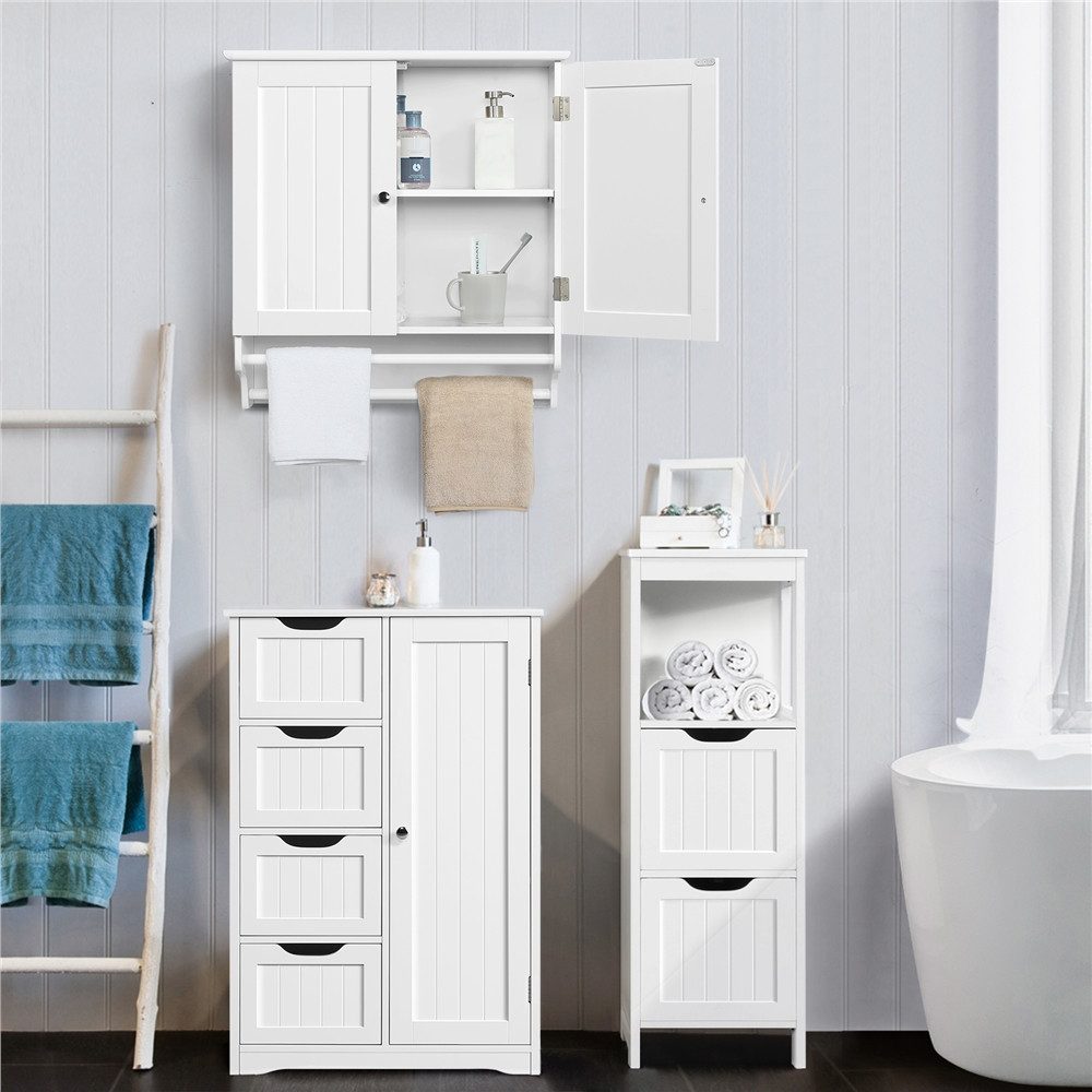 Yaheetech Hängeschrank Badezimmerschrank Badschrank mit 2 Türen & Handtuchh günstig online kaufen