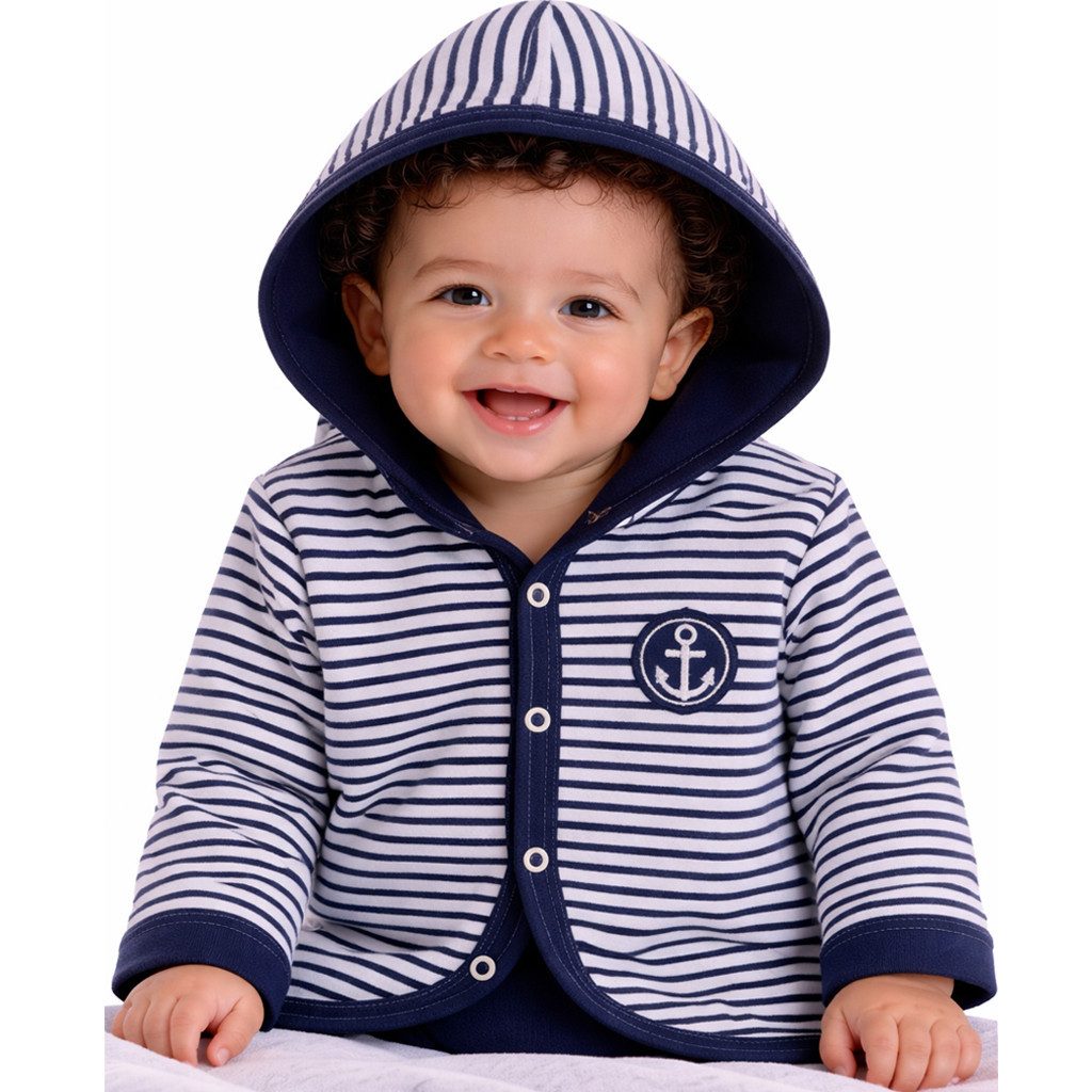 La Bortini Sweatjacke Baby Jacke leichtes Jäckchen Kapuzenjacke gestreift 50 56 62 68 74 80 86 92 98, aus reiner Baumwolle