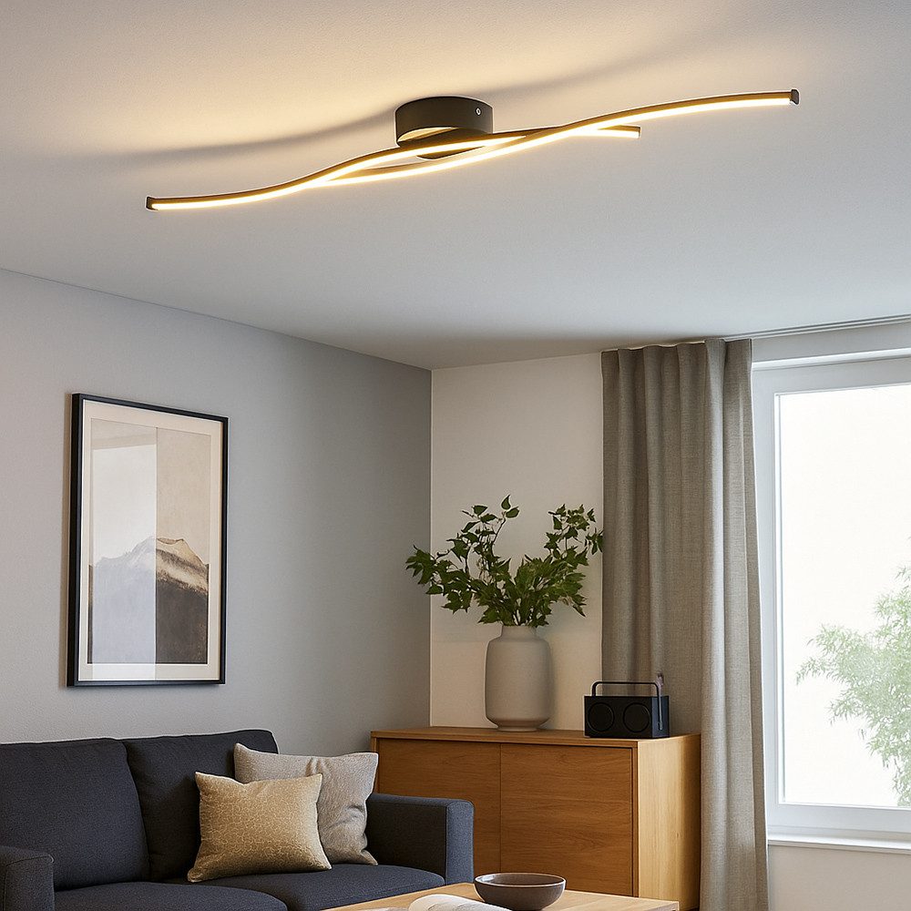 GLOBO LIGHTING LED Deckenleuchte, Leuchtmittel inklusive, Warmweiß, Deckenleuchte Wohnzimmerlampe LED Deckenlampe Metall Schwarz L 110,4