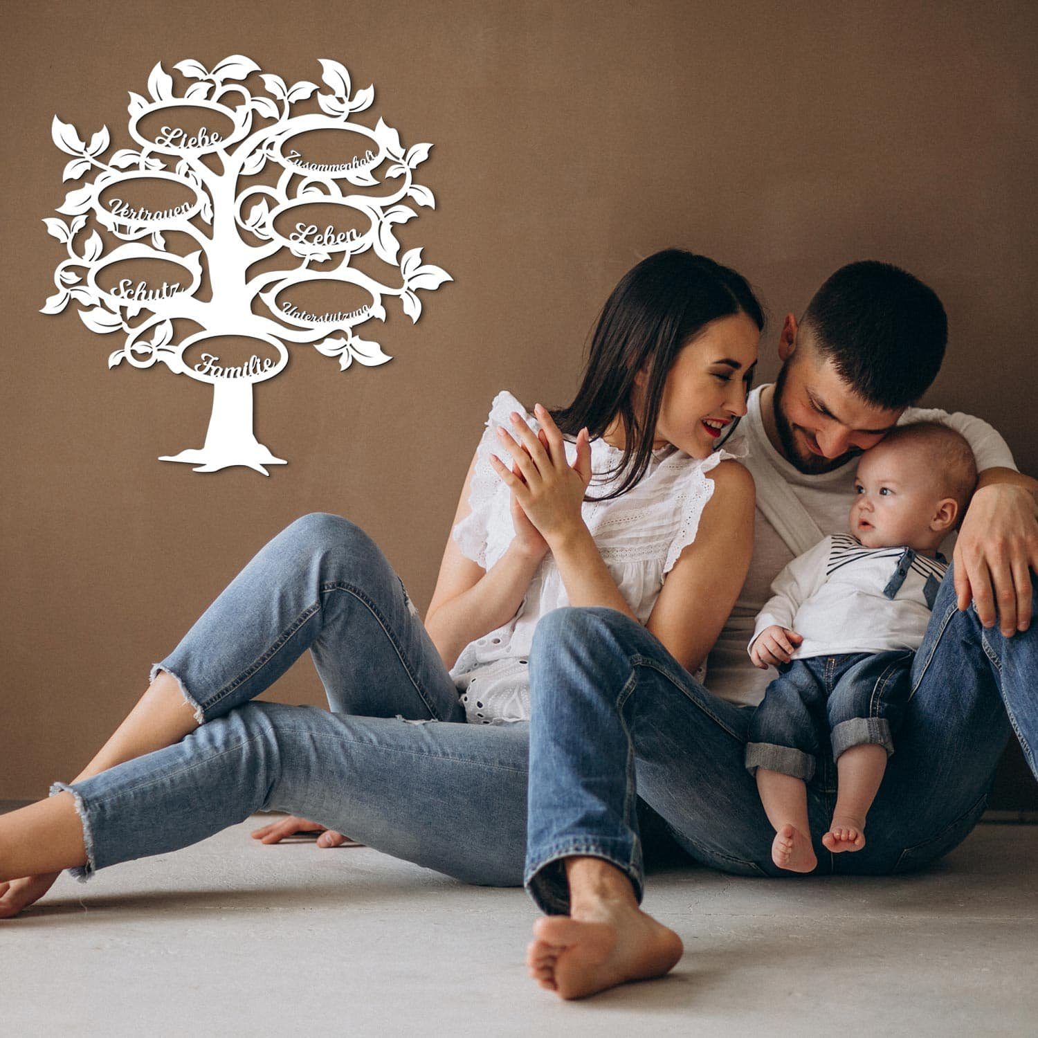 Namofactur 3D-Wandtattoo Holz Wandbild 'Familie Baum' günstig online kaufen