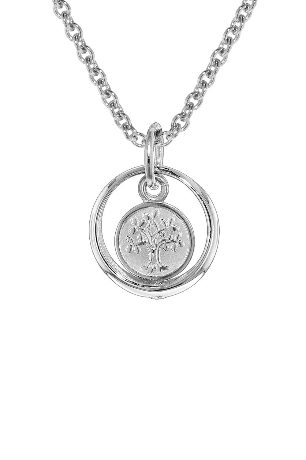 trendor Kette mit Anhänger Taufkette 925 Silber Taufring mit Lebensbaum