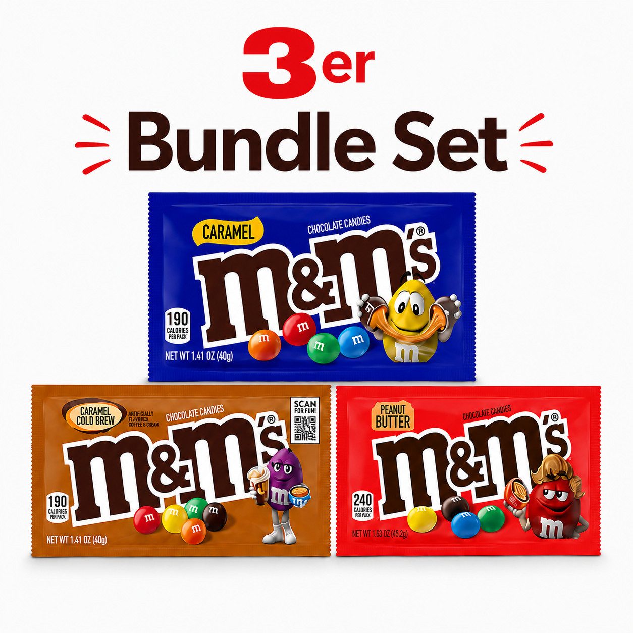 M&M's Schokolade M&M's USA 3er Set – Peanut Butter, Caramel & Caramel Cold Brew