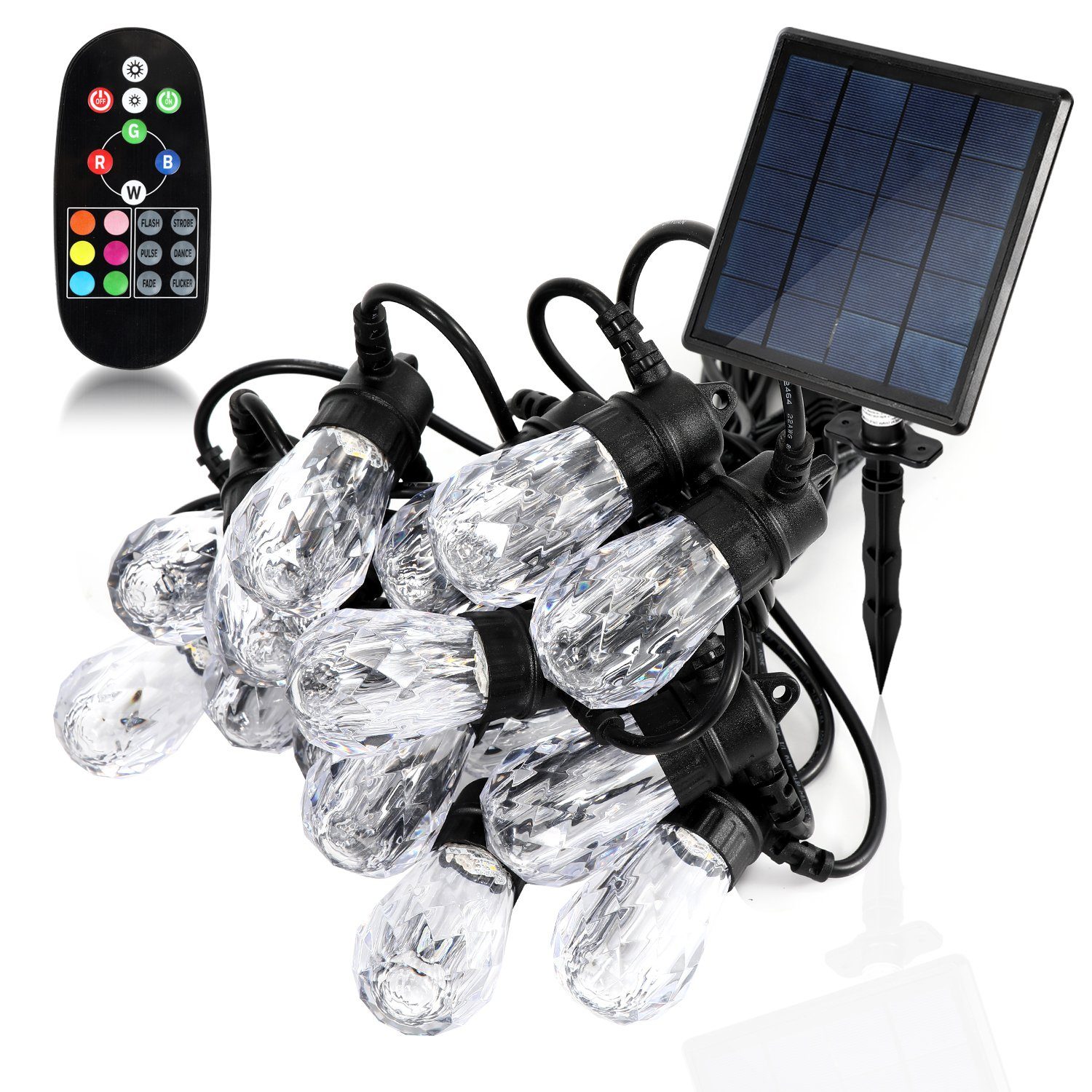 Gimisgu LED-Lichterkette Solar lichterkette mit Mit Fernbedienung Außen Fernbedienung Beleuchtung, Innen 10m Solar, 15-flammig