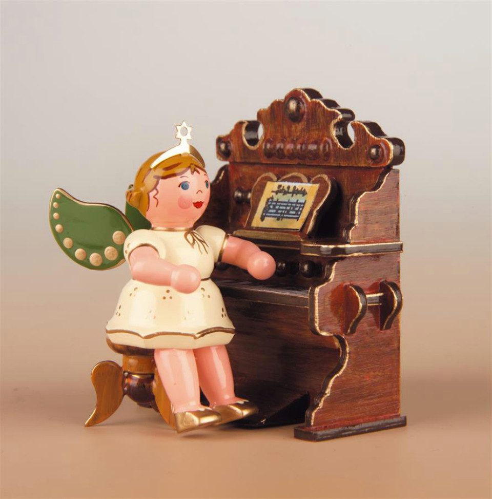 Hubrig Volkskunst Zschorlau Erzgebirge Engelfigur Hubrig Engel mit Harmonium