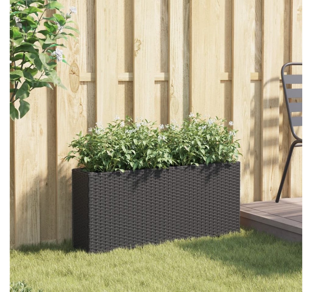 Thumbnail - vidaXL Hochbeet Hochbeet mit 2 Fächern Schwarz 90x20x40 cm Poly Rattan (1 St)