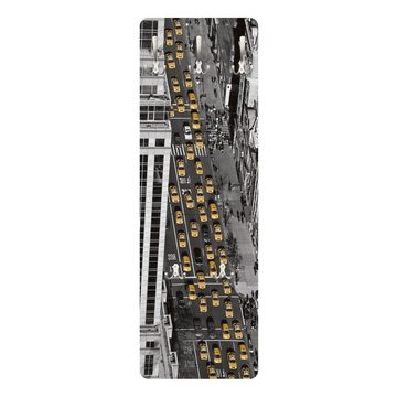 Bilderdepot24 Garderobenpaneel schwarz-weiß Fahrzeuge Design Städte Taxiverkehr in Manhattan (ausgefallenes Flur Wandpaneel mit Garderobenhaken Kleiderhaken hängend), moderne Wandgarderobe - Flurgarderobe im schmalen Hakenpaneel Design