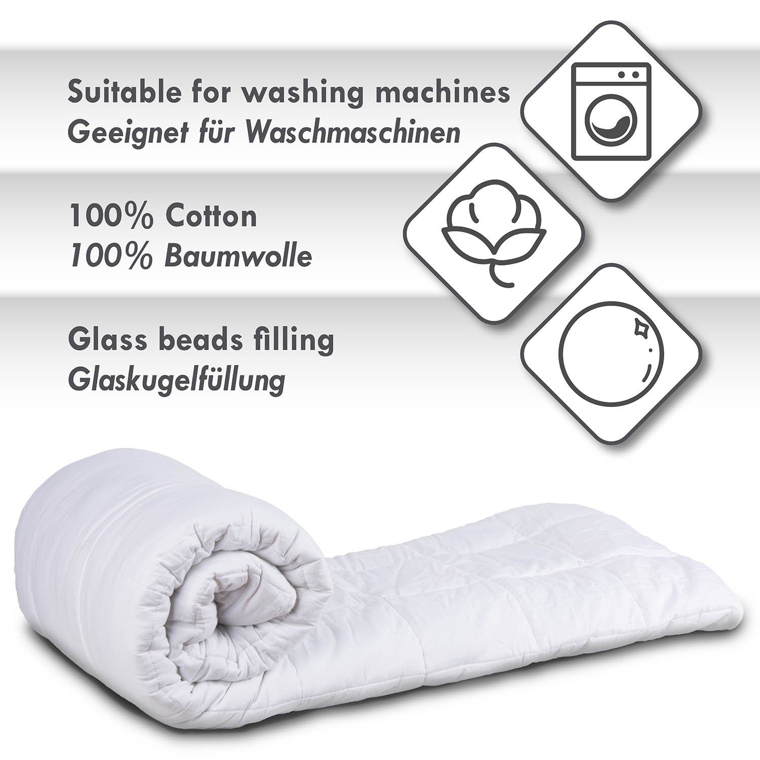 Feluna Gewichtsdecke Feluna Gewichtsdecke–8 kg schwere Therapiedecke für erholsamen Schlaf, Füllung: Glasmikroperlen 8 kg, Anti-Stress Gravity Bett-Decke