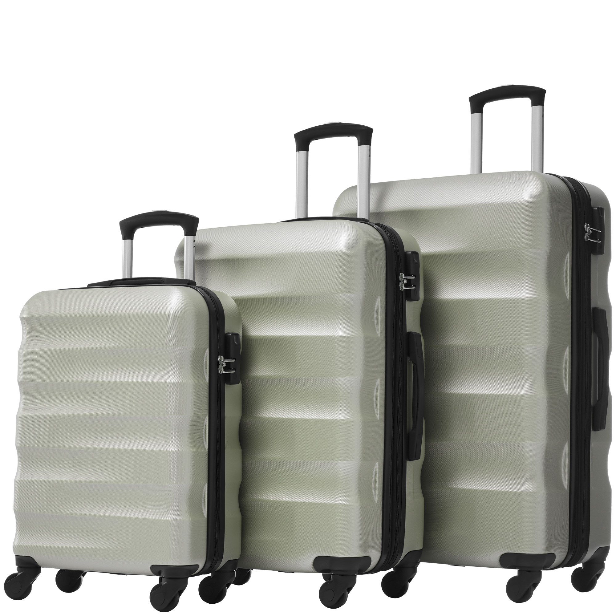 MODFU Kofferset Trolleyset, 4 Rollen, (Reisekoffer Handgepäck, Rollkoffer), aus hochwertigem PVC-Material
