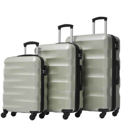 MODFU Kofferset Trolleyset, 4 Rollen, (Reisekoffer Handgepäck, Rollkoffer), aus hochwertigem PVC-Material