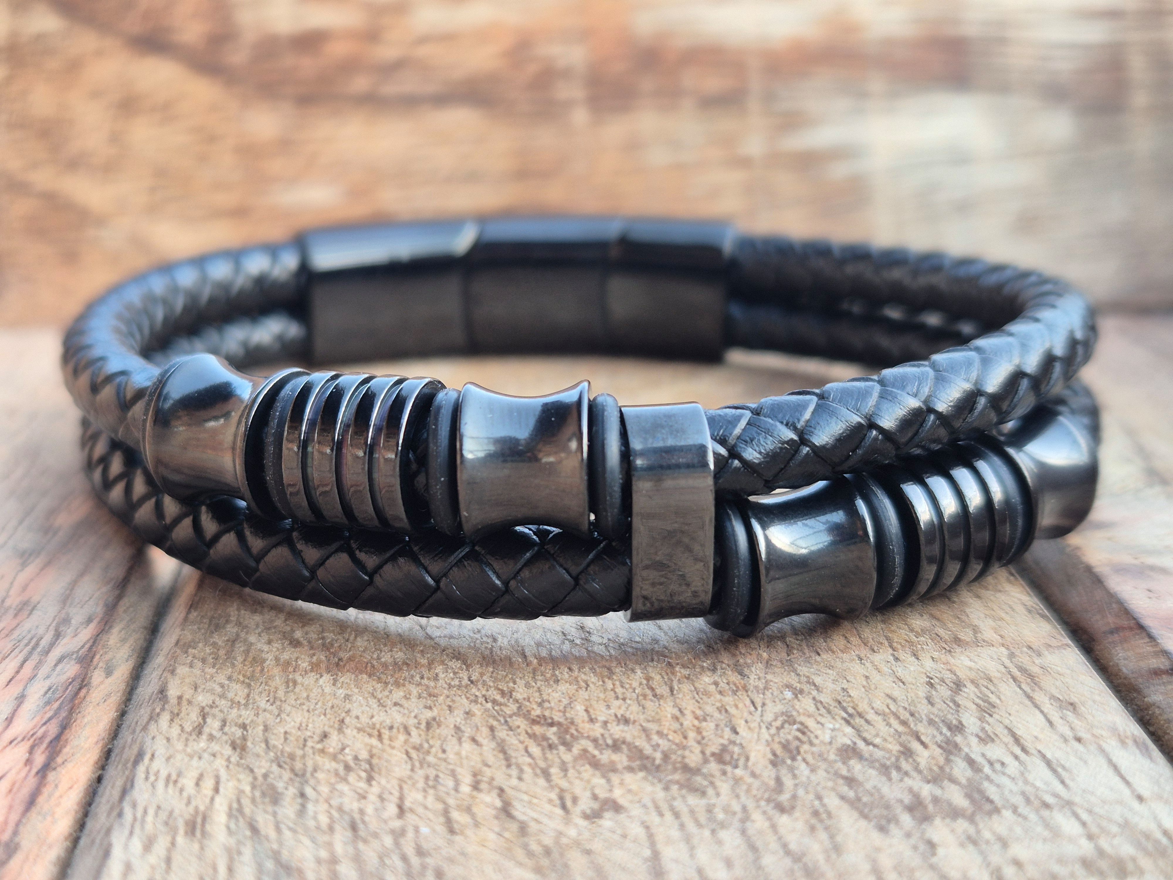Lederarmband Leder elegantes Armband Echtleder – geflochten mit Magnetverschluss