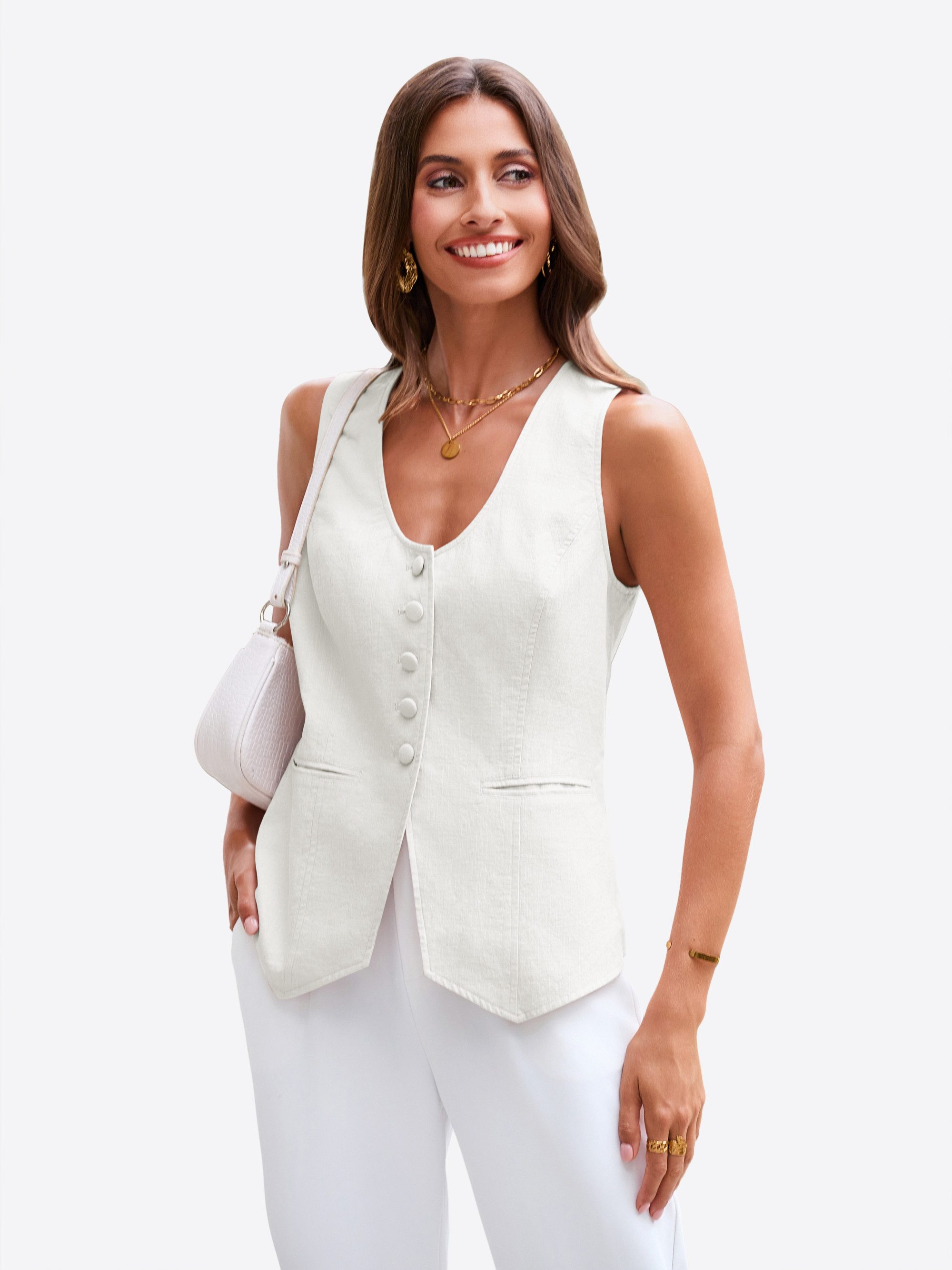 Imily Bela Anzugweste Damen Blazer-Weste mit Reverskragen (Packung, 1-tlg., 1per-Pack) mit Knöpfen