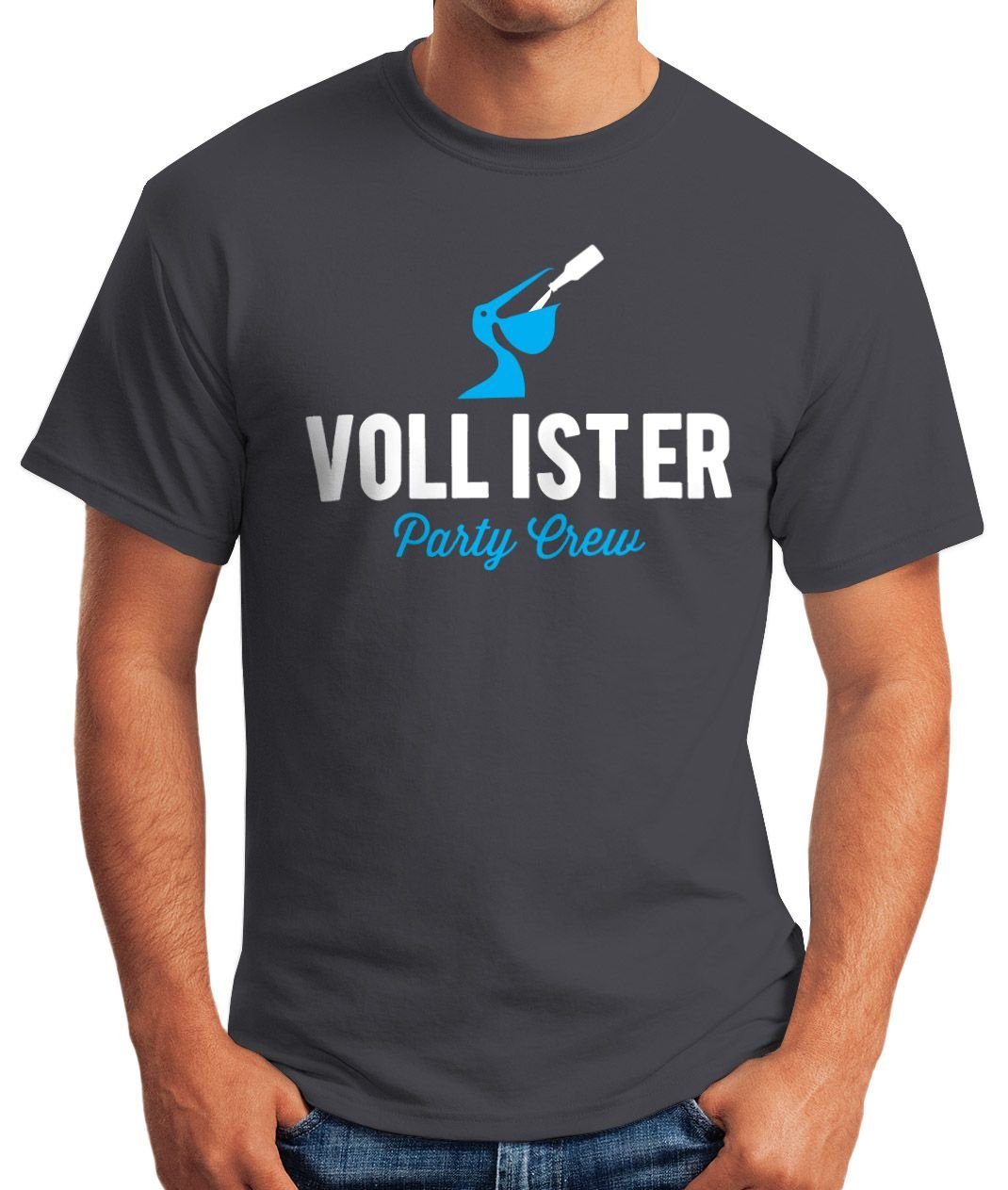 Print-Shirt Bier Herren Vollister mit MoonWorks grau Print T-Shirt Lustiges Moonworks® Fun-Shirt