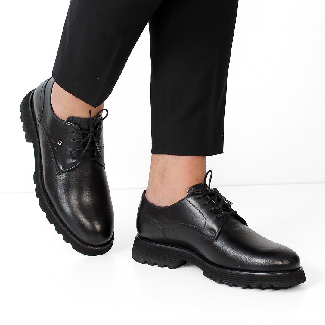 Celal Gültekin 406-4415 Schnürschuh Schwarz, genarbtes Leder, Profilsohle, günstig online kaufen