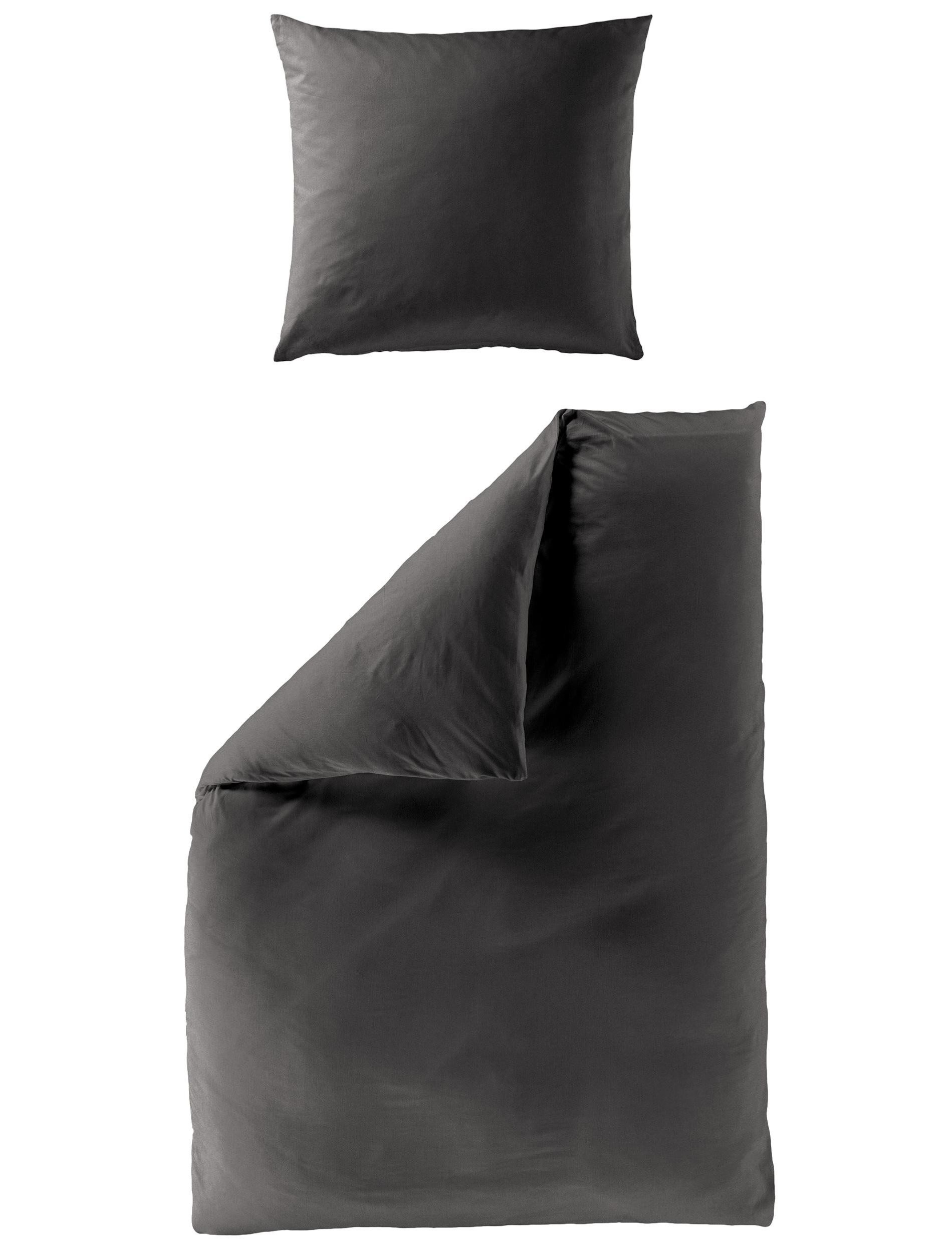 BIERBAUM Bettwäsche BIERBAUM Bettwäsche Mako-Satin grafit 135x200cm, mit 1 Kissen