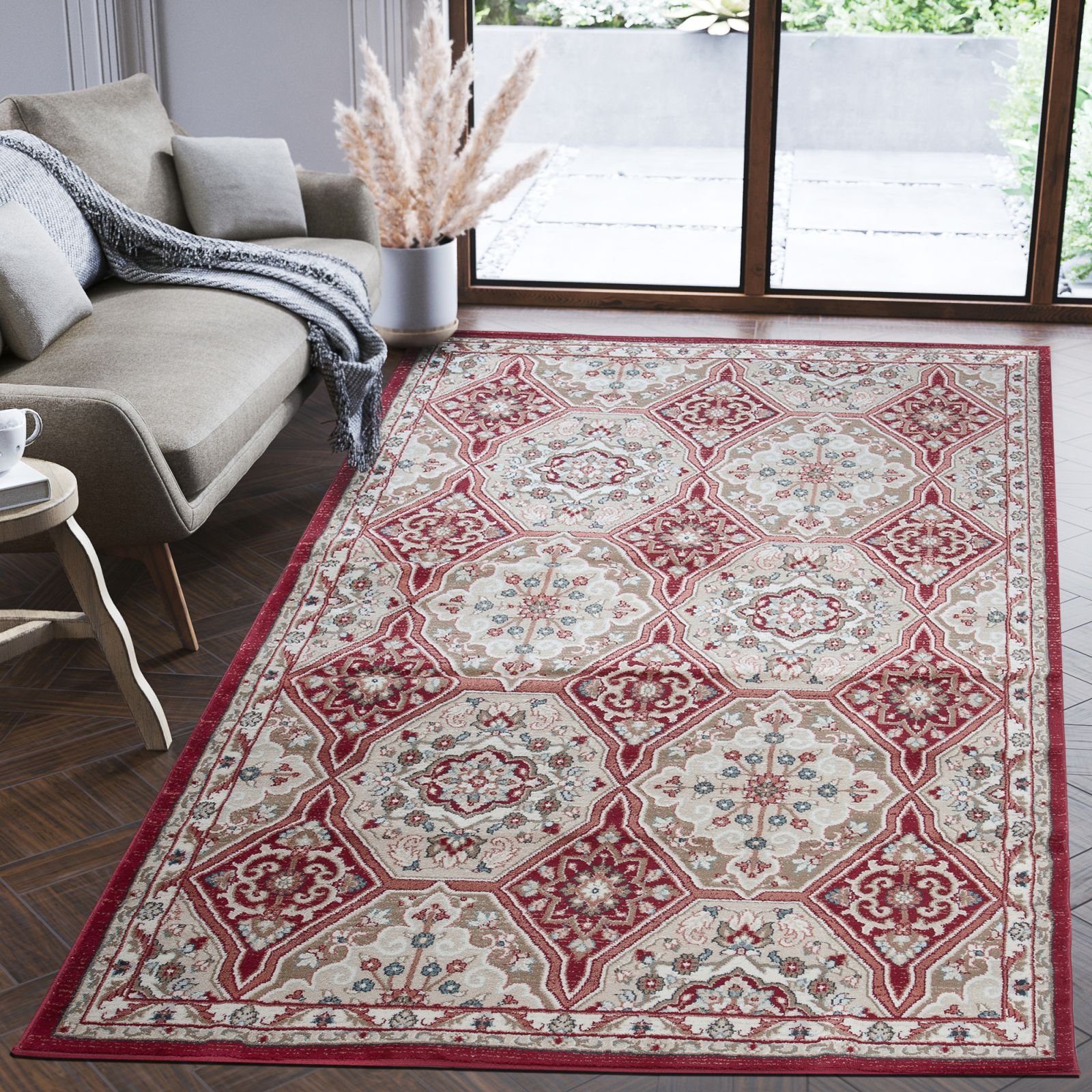 Orientteppich Oriente Teppich - Traditioneller Teppich Orient Rot Beige, Mazovia, 120 x 170 cm, Geeignet für Fußbodenheizung, Pflegeleicht, Wohnzimmerteppich