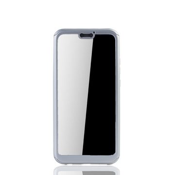 König Design Handyhülle Huawei P20 Lite, Huawei P20 Lite Handyhülle 360 Grad Schutz Full Cover Silber