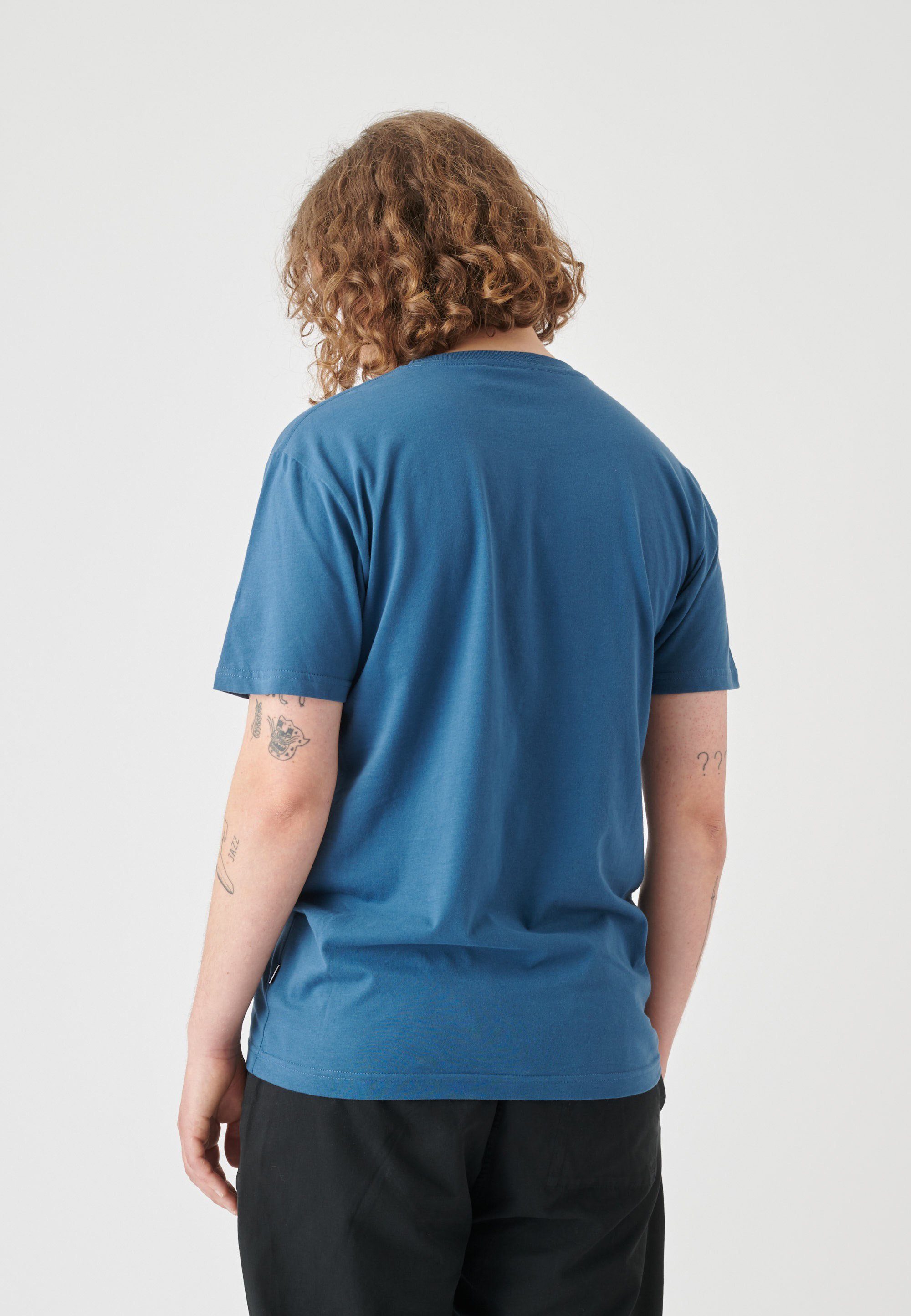 Cleptomanicx T-Shirt Logo-Stickerei (1-tlg) mit Ligull blau-blau Regular kleiner
