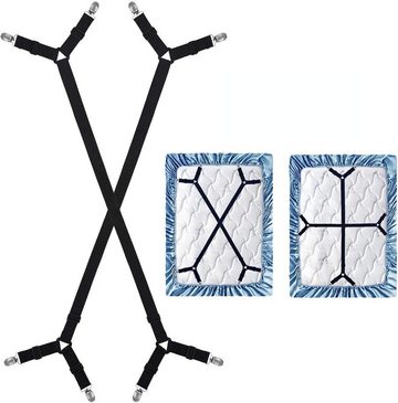 Spannbettlaken 2x oder 4x verstellbarer Bettlakenspanner mit Metallclips, H0374, Alster Herz, (2 Stück), Kunststoff-Klemmsystem, verstellbar